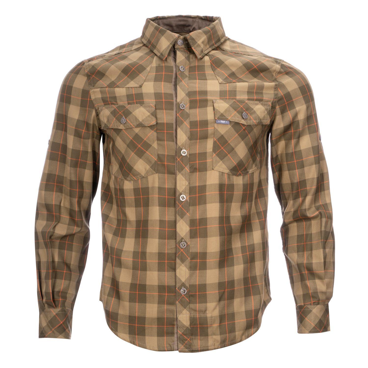 Camisa Hombre Mountain Towns Long Sleeve Shirt Taupe / Rojo Oscuro Lippi-0
