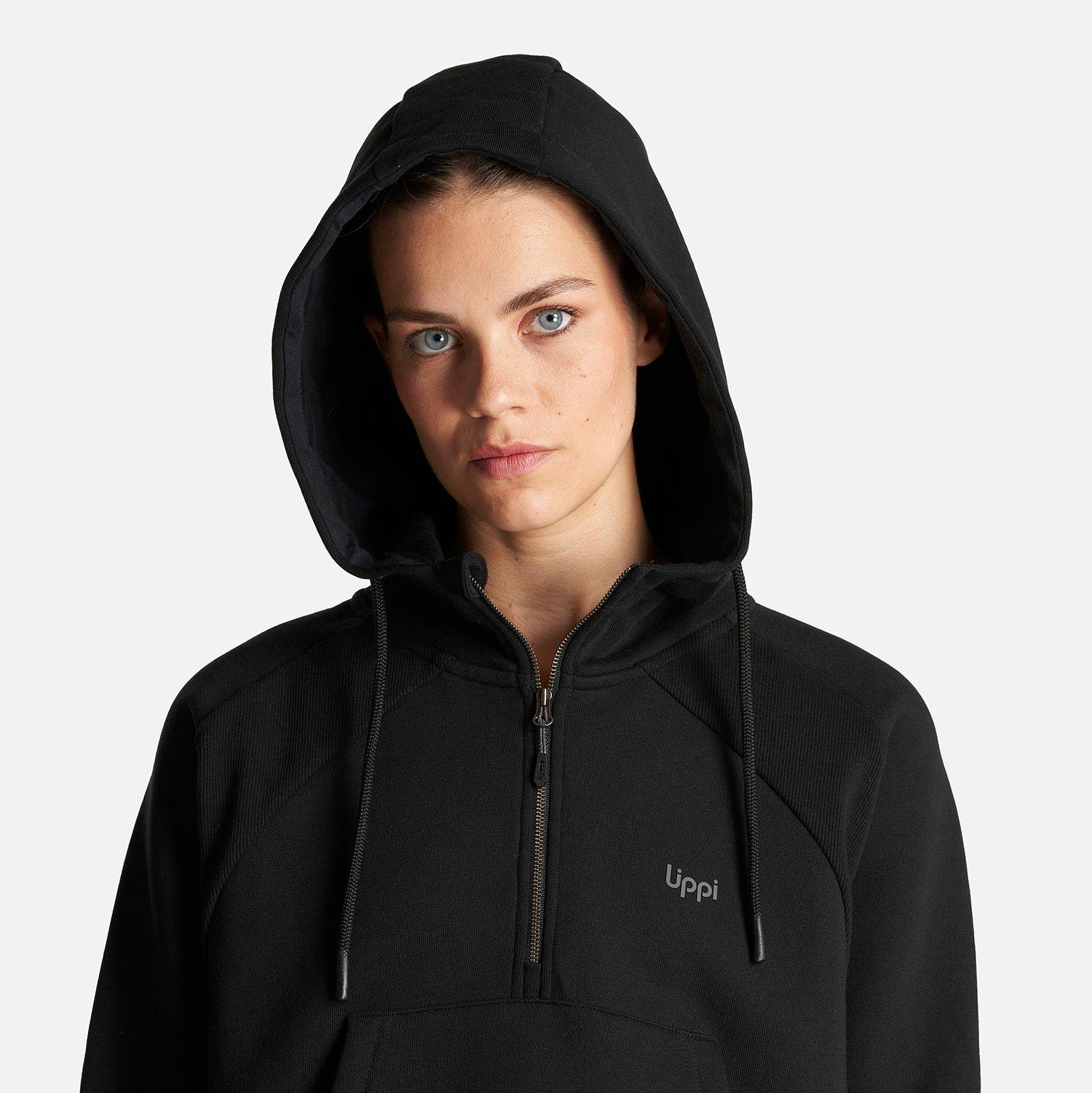 Poleron Mujer Heavy Duty Hoody Sweatshirt Negro Lippi I23-5
