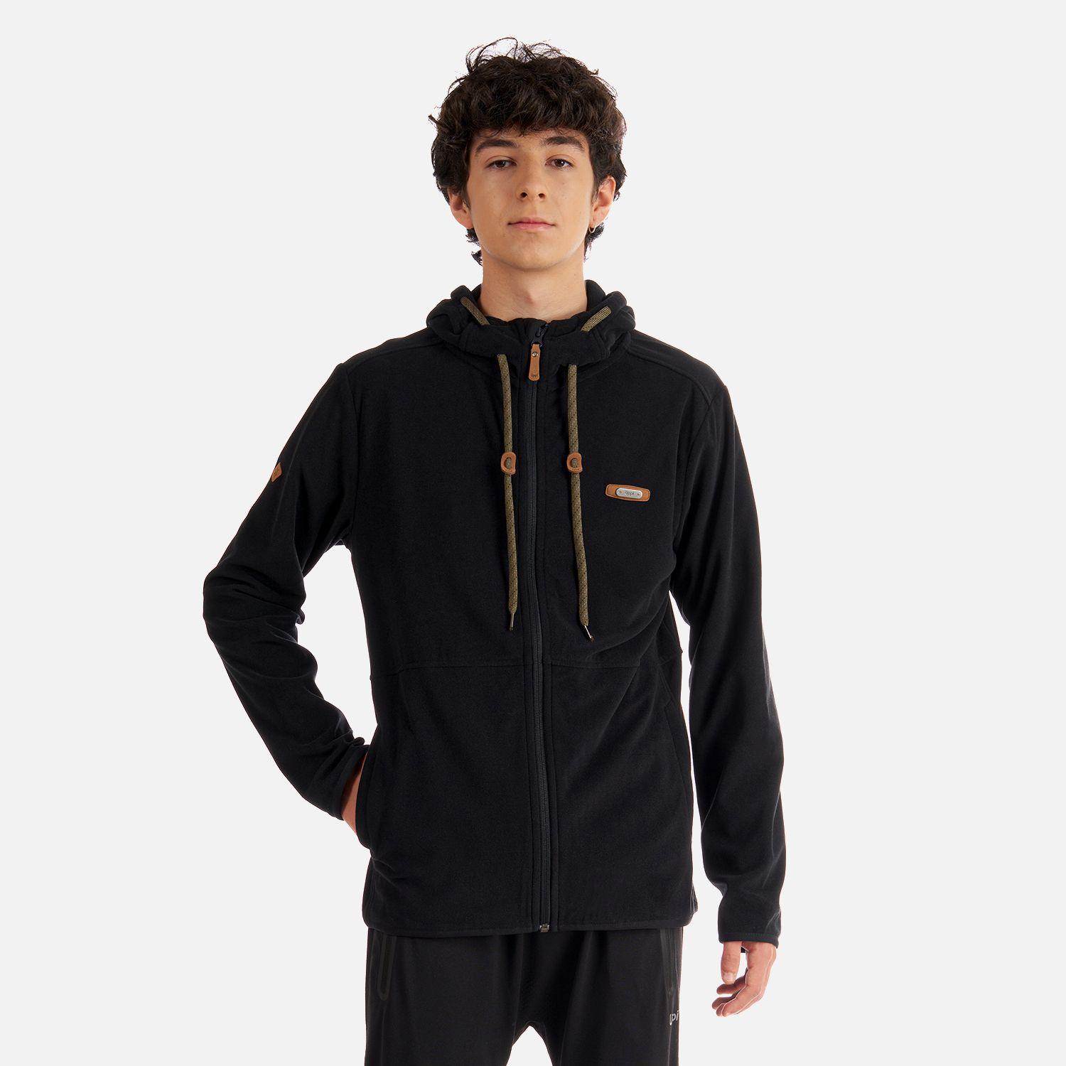 Poleron Teen Boy Stripes Nano-F Full Zip Negro Lippi V22-1