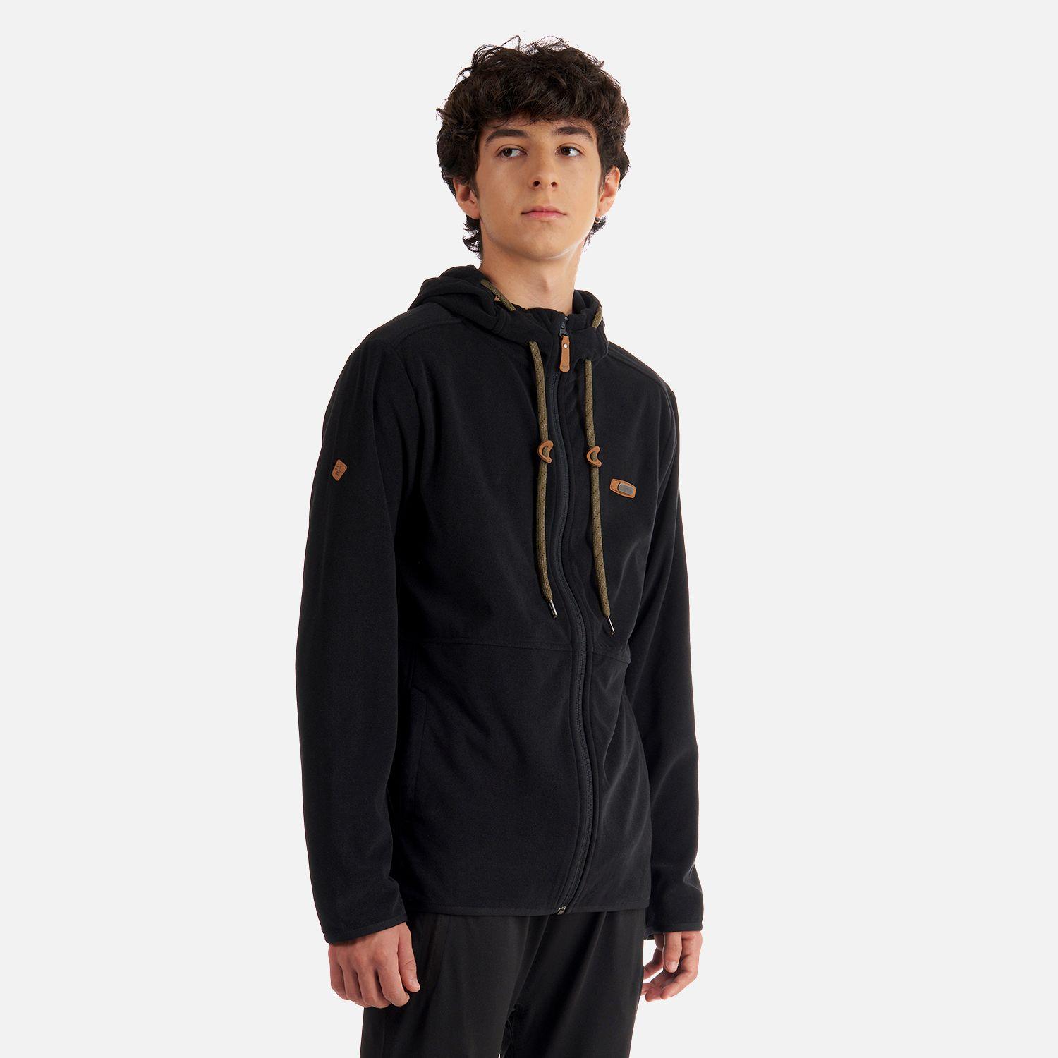 Poleron Teen Boy Stripes Nano-F Full Zip Negro Lippi V22-2