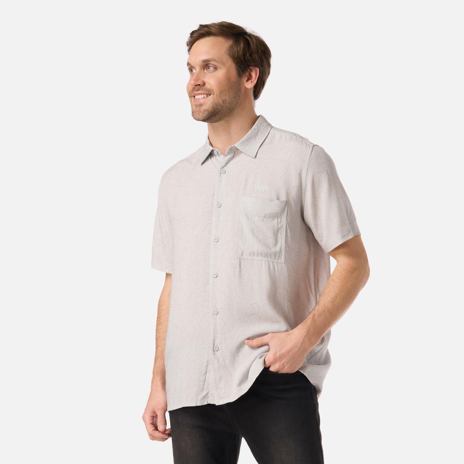 Camisa Hombre SeaSide Short Sleeve Shirt Print Gris Claro Lippi V26-1