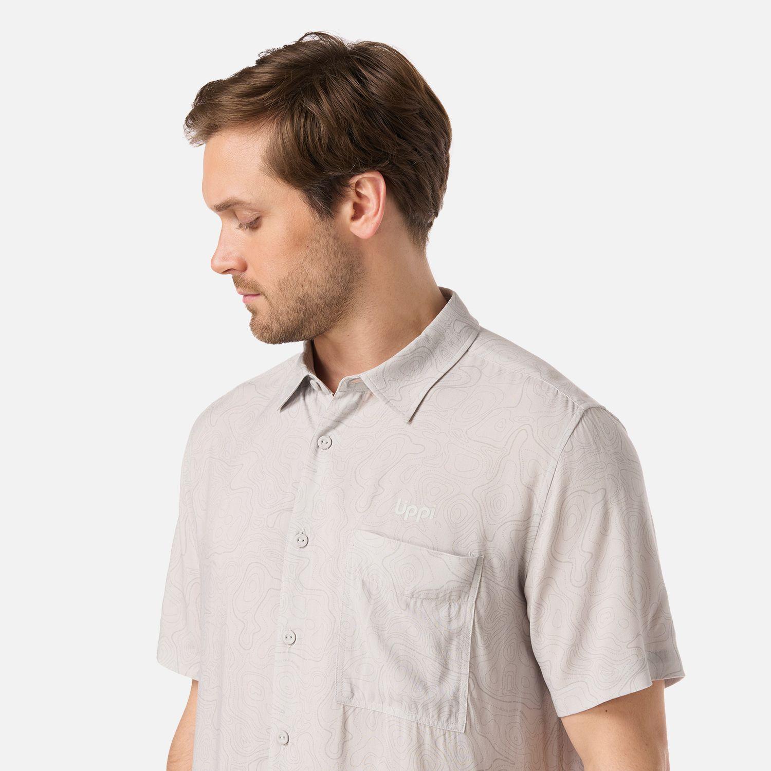 Camisa Hombre SeaSide Short Sleeve Shirt Print Gris Claro Lippi V26-3