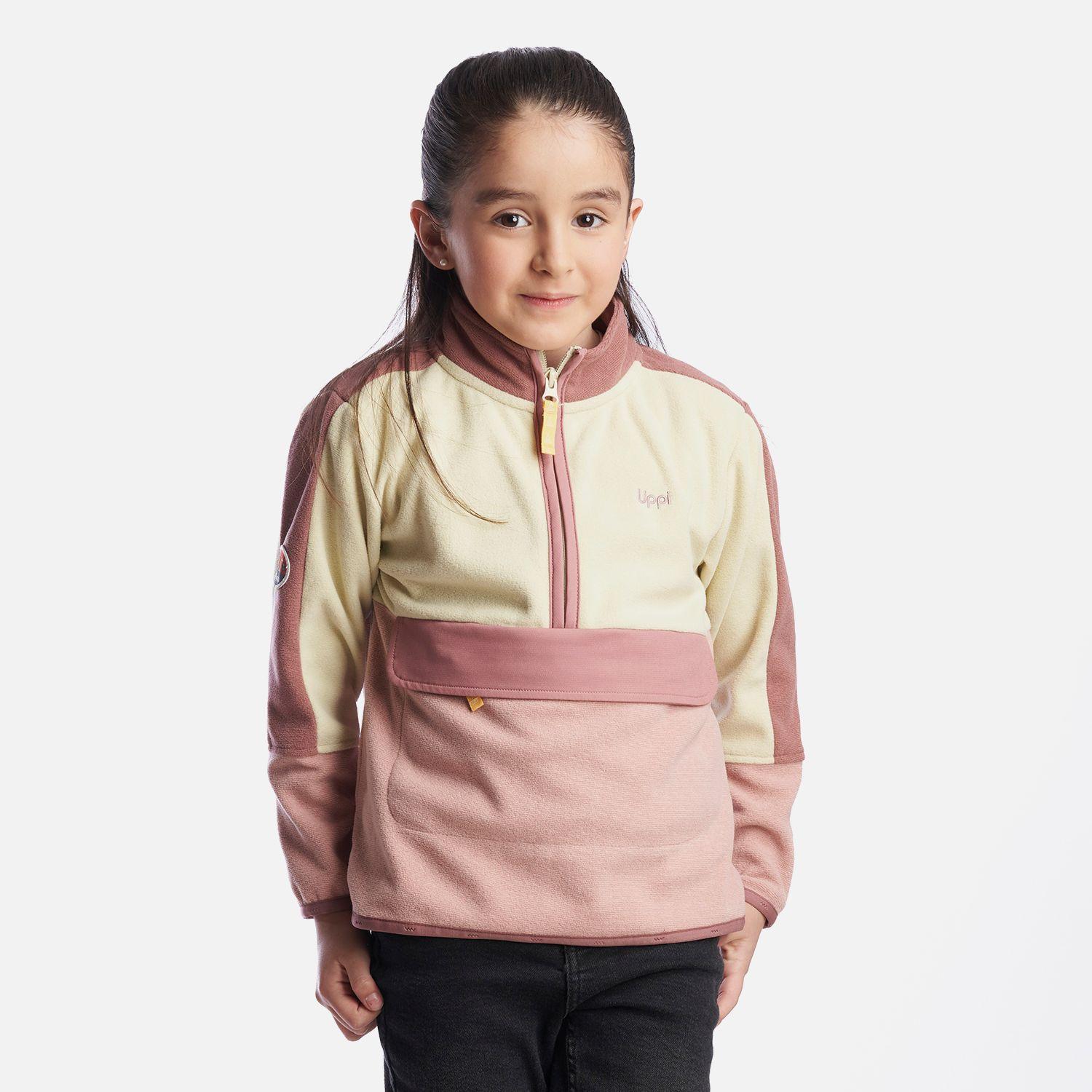 Poleron Niña FirePlace 1/4 Zip Sweatshirt Rosa Lippi-2