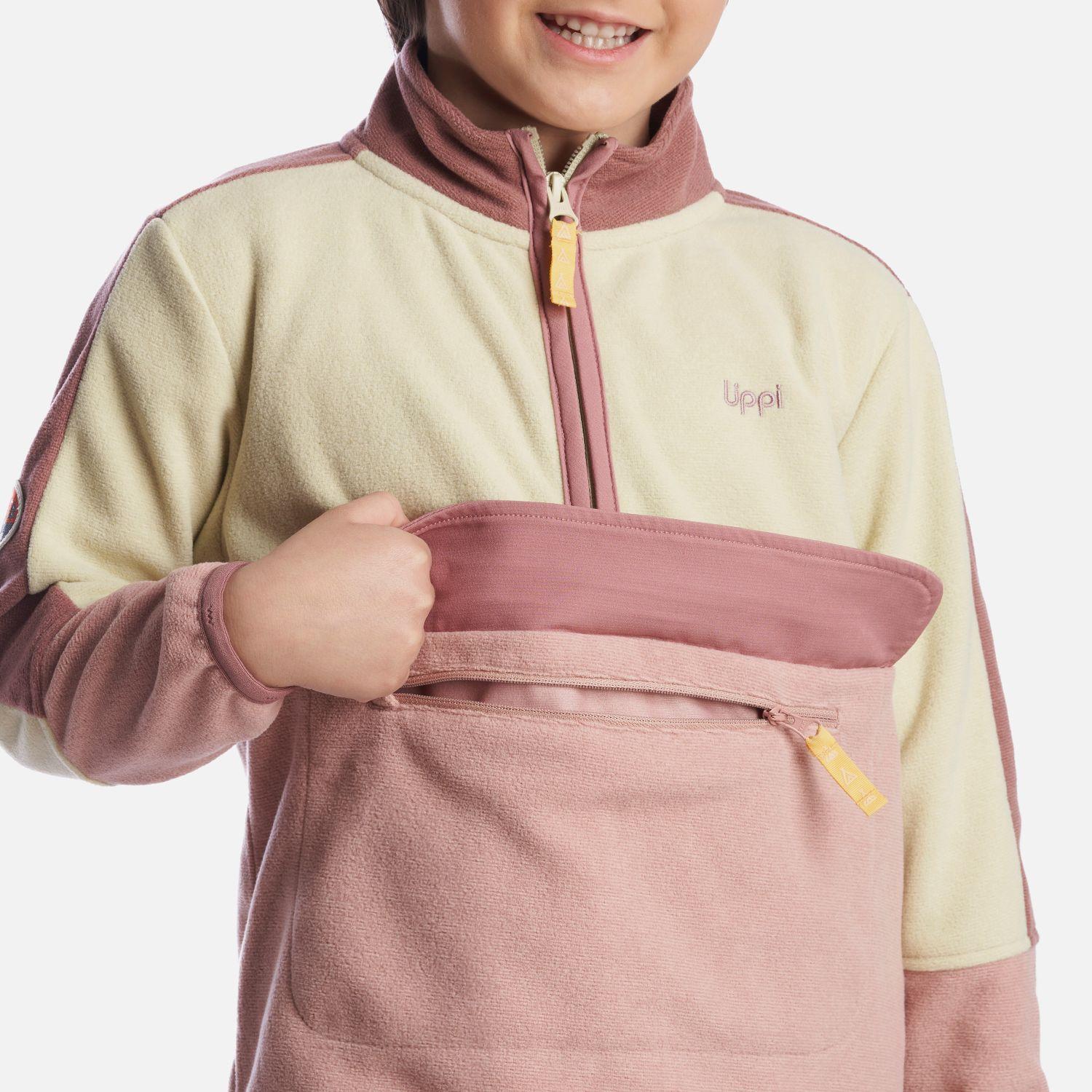 Poleron Niña FirePlace 1/4 Zip Sweatshirt Rosa Lippi-4