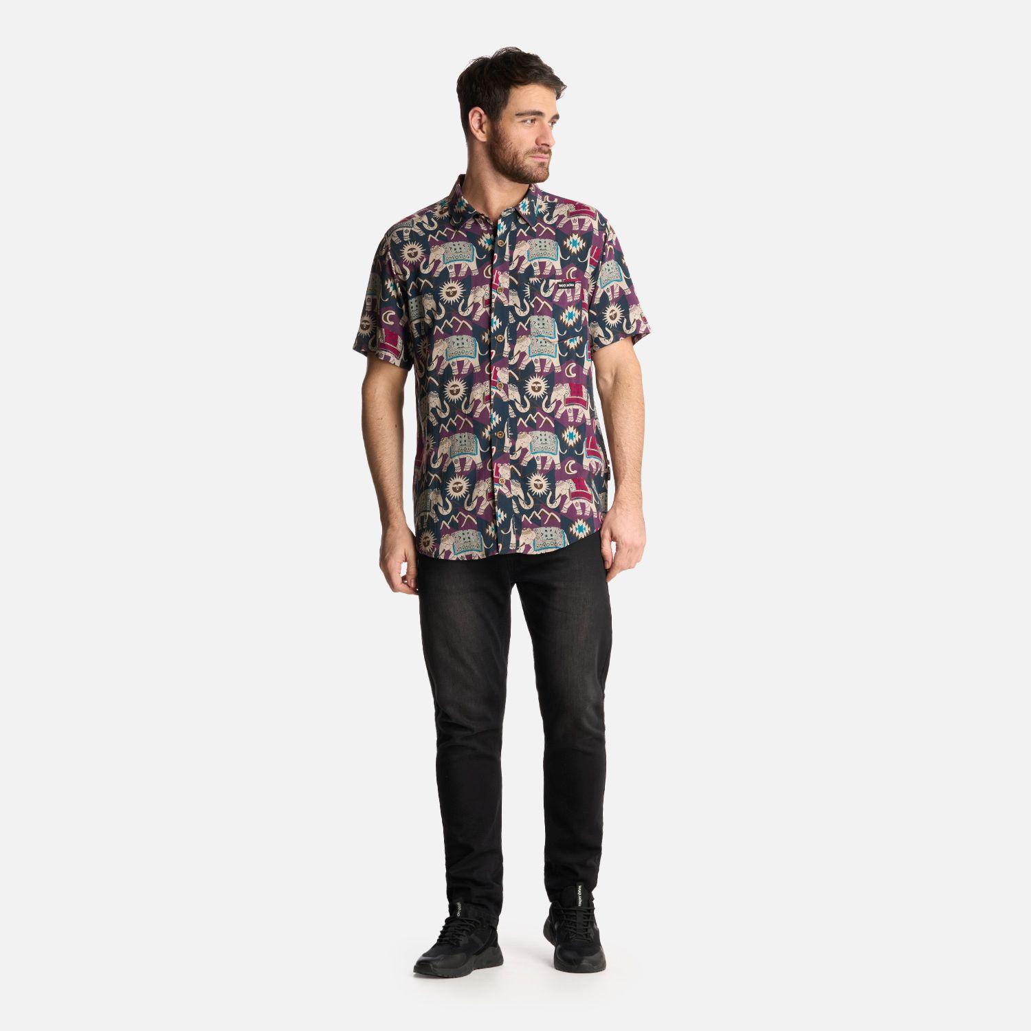 Camisa Hombre Good Karma Print Azul Noche Haka Honu-4