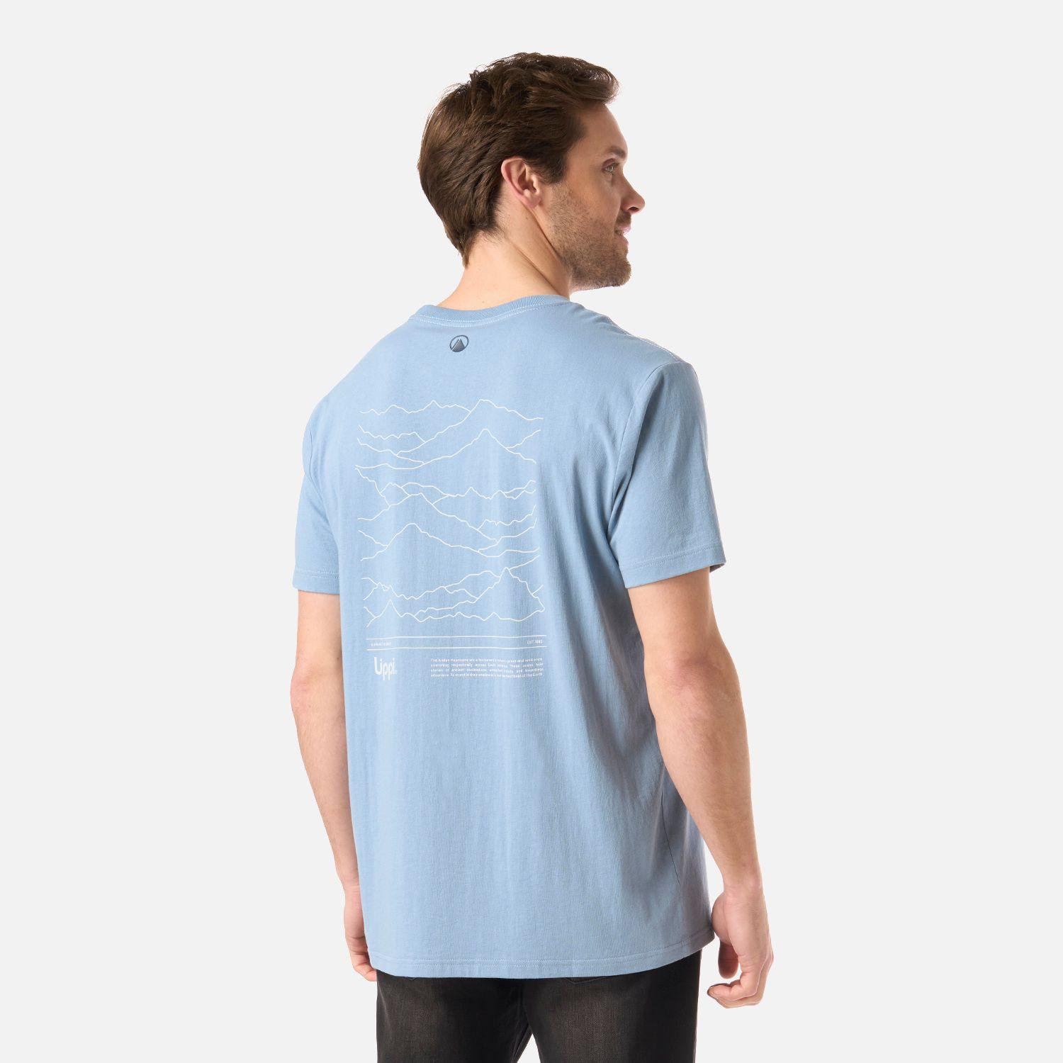 Polera Hombre Mountain Vibes T-Shirt Azul Piedra Lippi V26-1