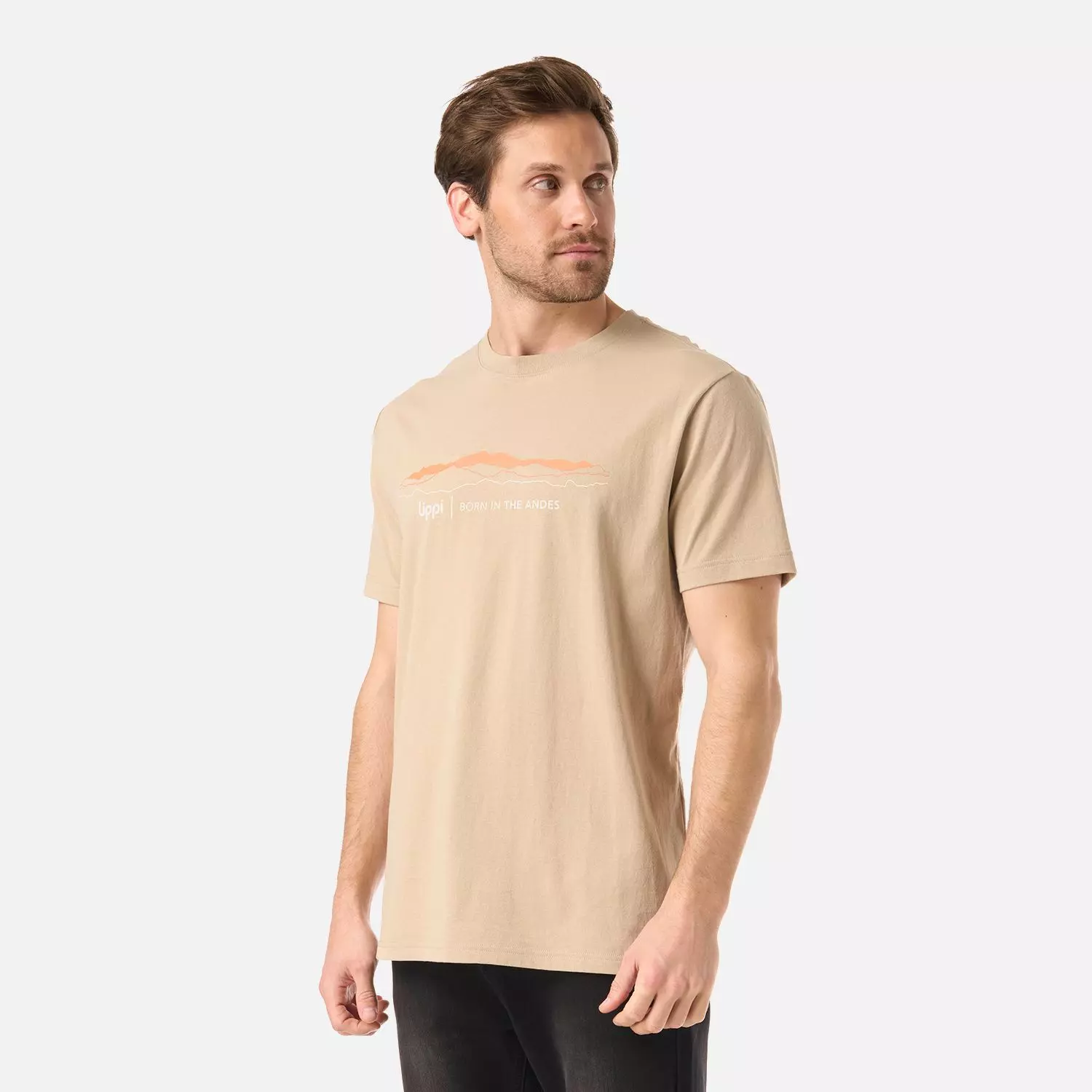 Polera Hombre Logo Lippi Front Print T-Shirt Beige Lippi V26-1