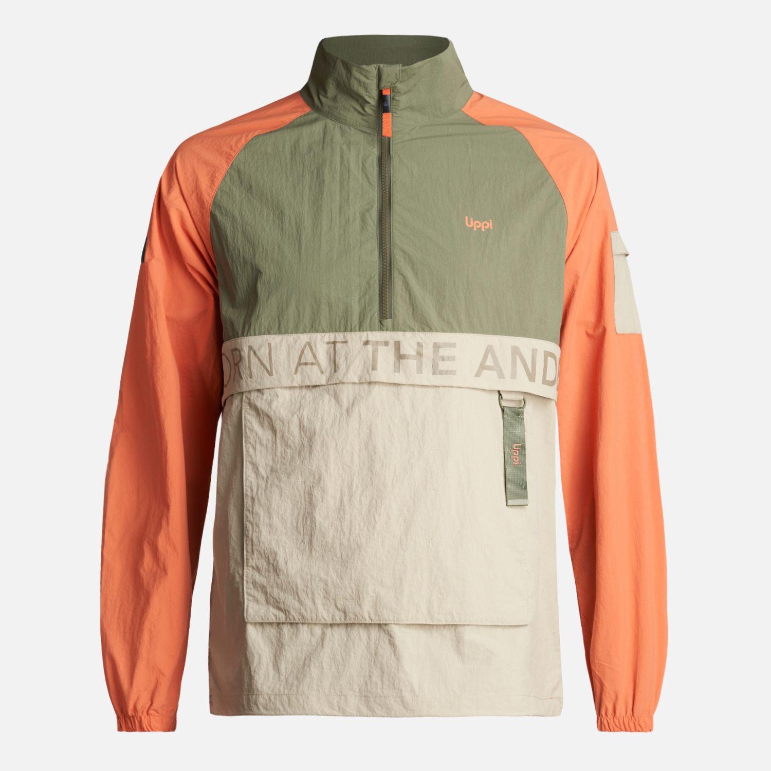 Chaqueta Hombre WindCity WindBreaker 1/4 Zip Jacket Verde Militar Lippi-0