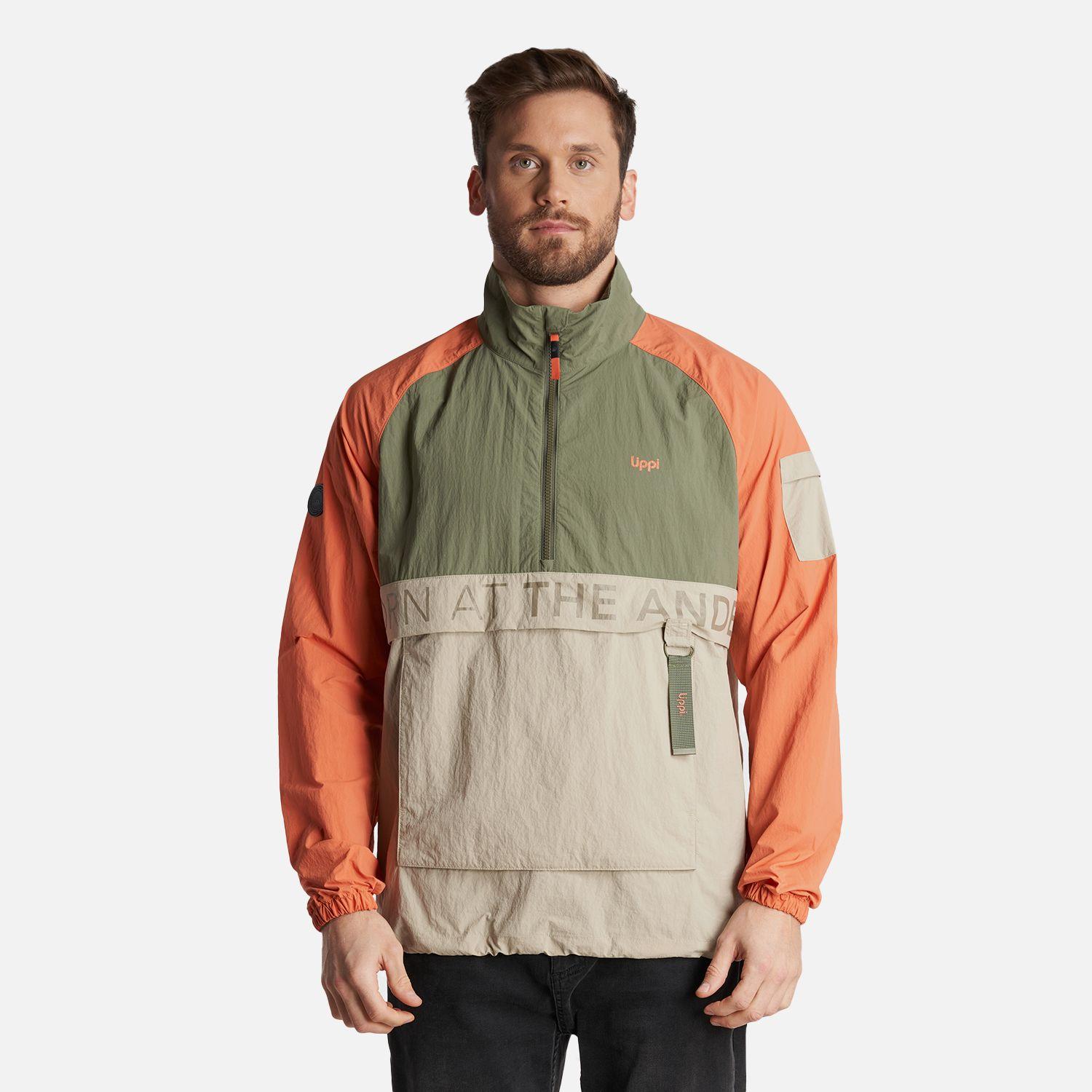 Chaqueta Hombre WindCity WindBreaker 1/4 Zip Jacket Verde Militar Lippi-1