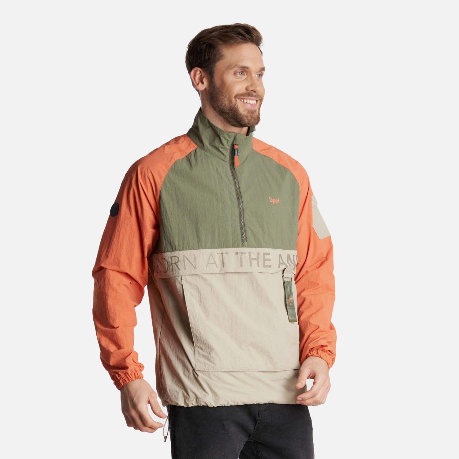 Chaqueta Hombre WindCity WindBreaker 1/4 Zip Jacket Verde Militar Lippi-2