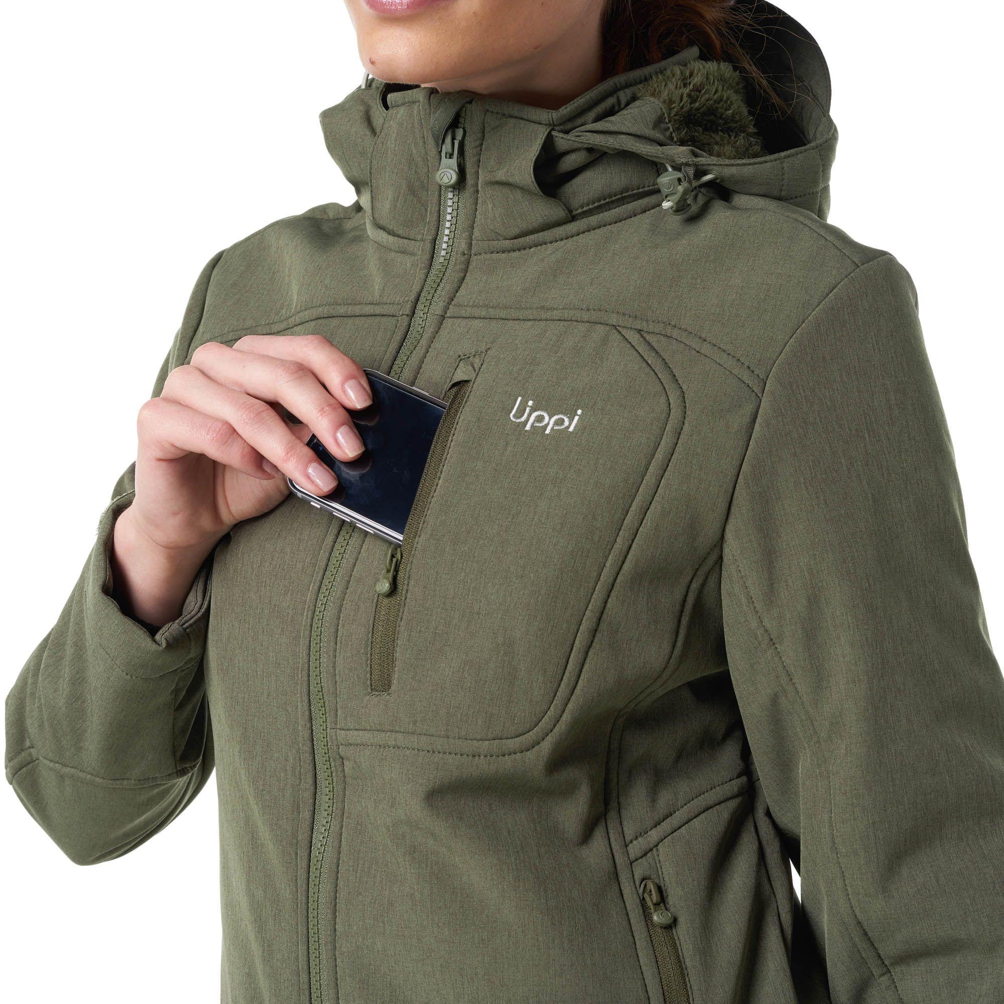 Chaqueta Mujer Macaya Softshell Hoody Jacket Melange Gris Oscuro Lippi-5