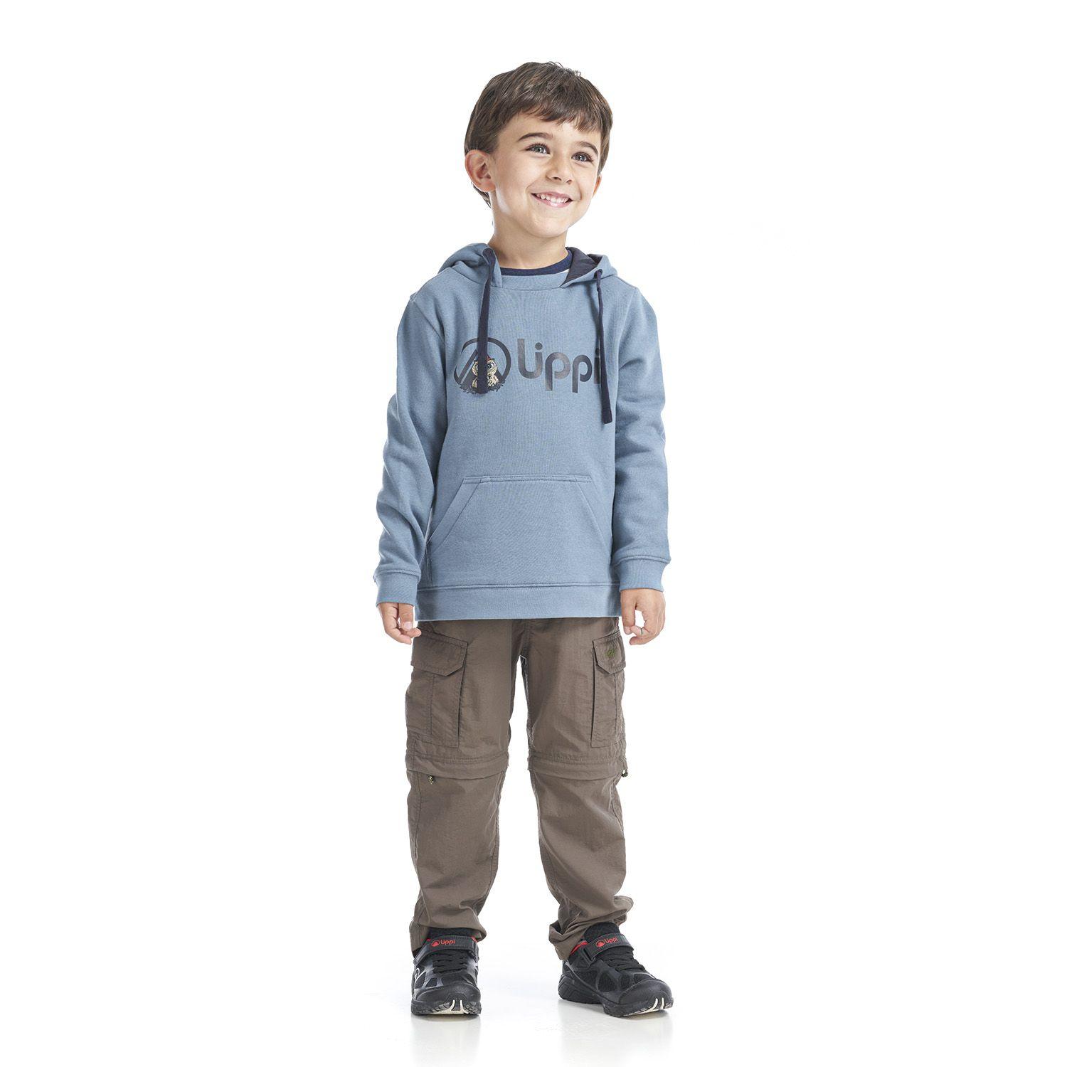Poleron Niño Insigne Hoody Sweatshirt Azul Grisaceo Lippi-4