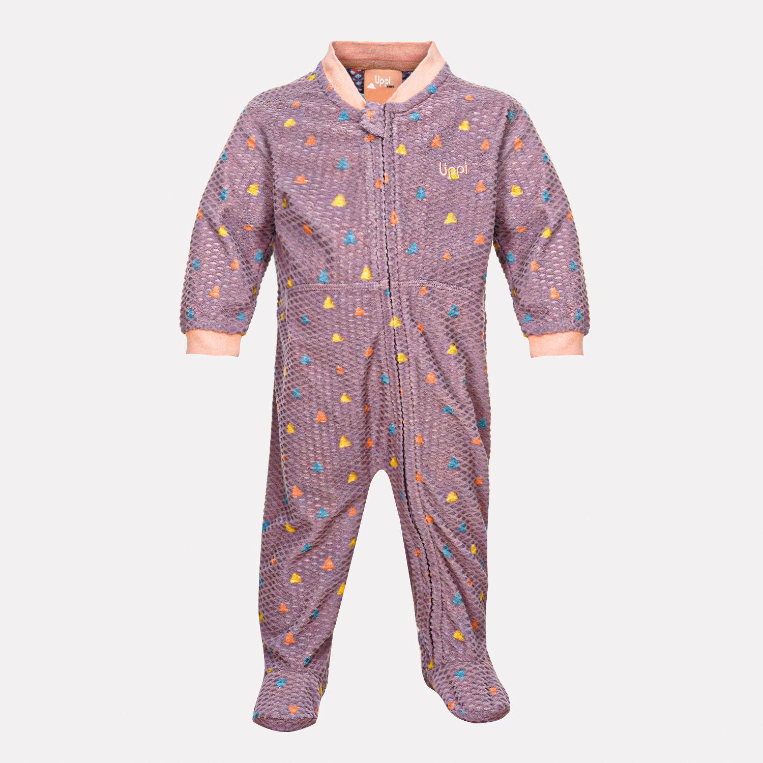 Enterito Baby Girl Saltamontes Nano-F Full Zip Onesie Print Malva Lippi-0