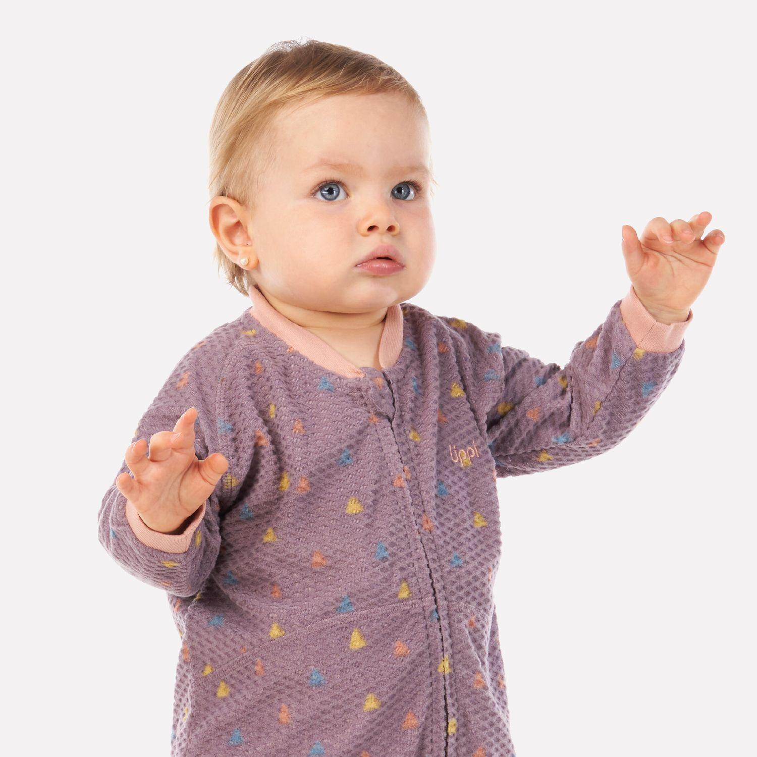 Enterito Baby Girl Saltamontes Nano-F Full Zip Onesie Print Malva Lippi-1