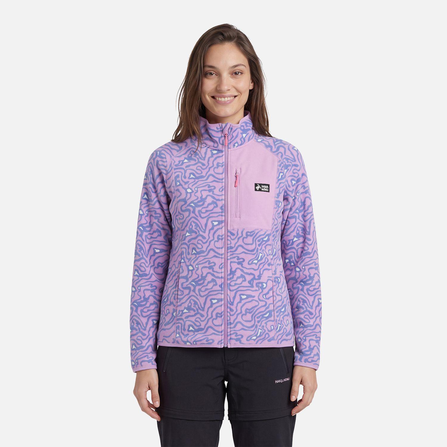 Polerón Mujer Taina Full Zip Print Malva Haka Honu V27-0