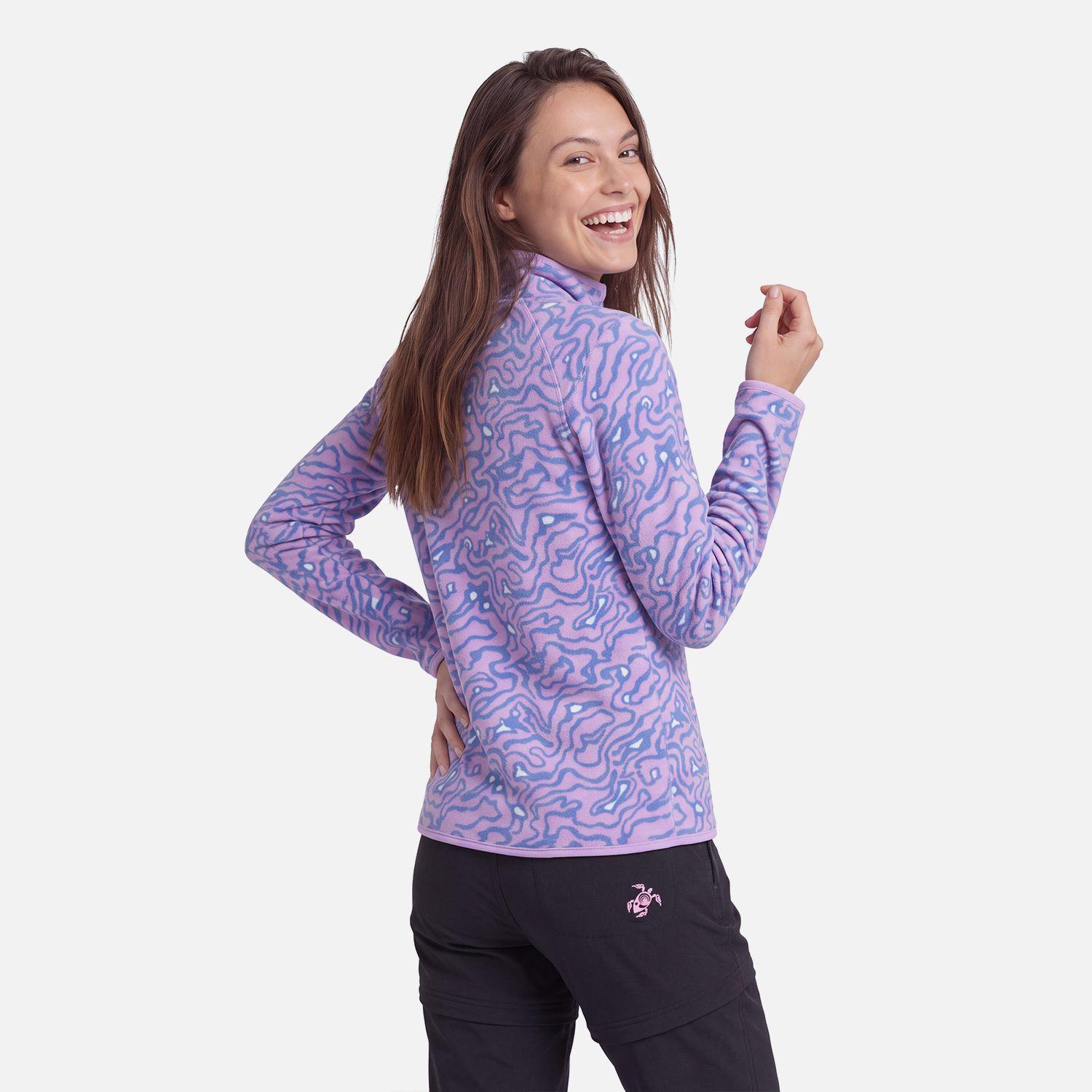 Polerón Mujer Taina Full Zip Print Malva Haka Honu V27-1