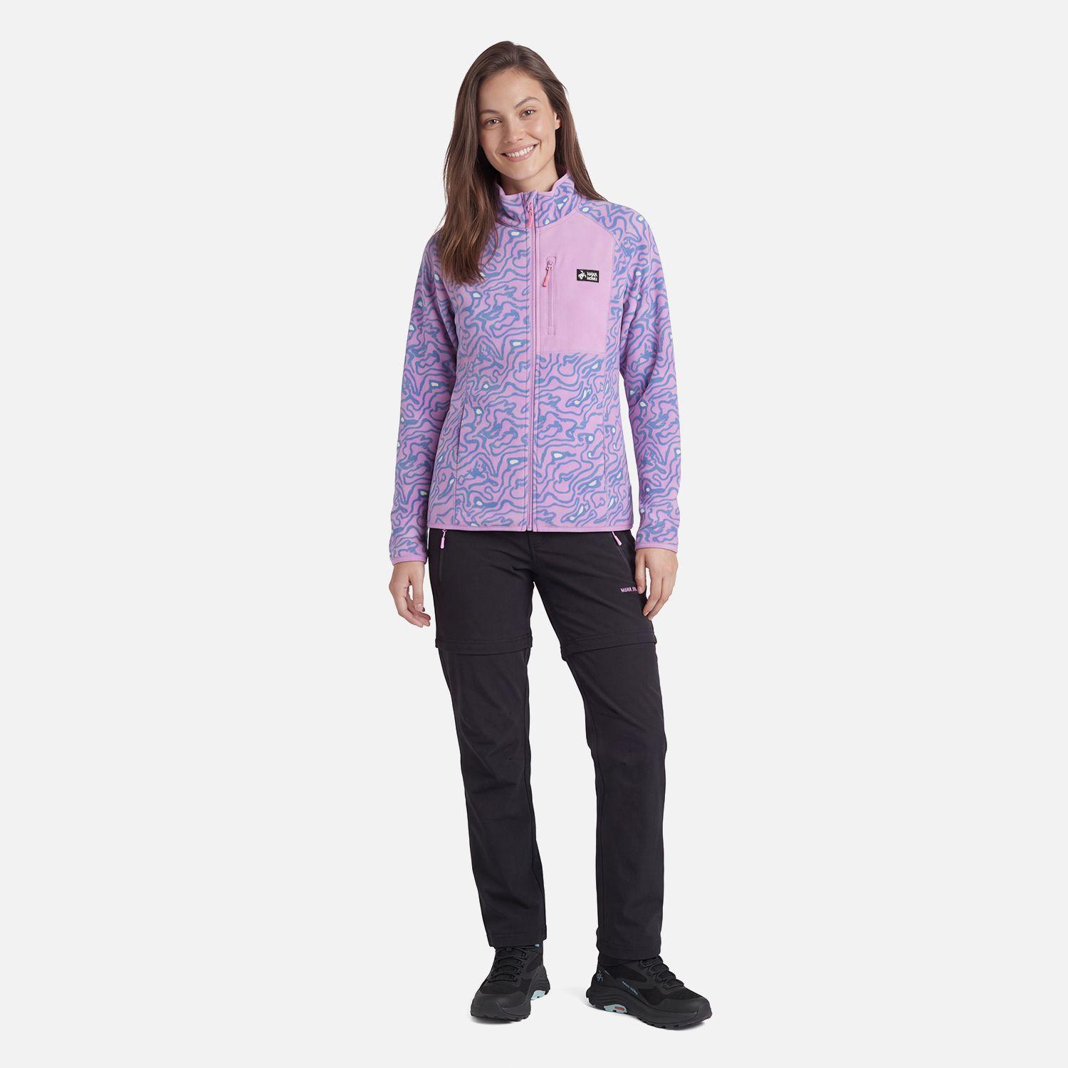 Polerón Mujer Taina Full Zip Print Malva Haka Honu V27-3