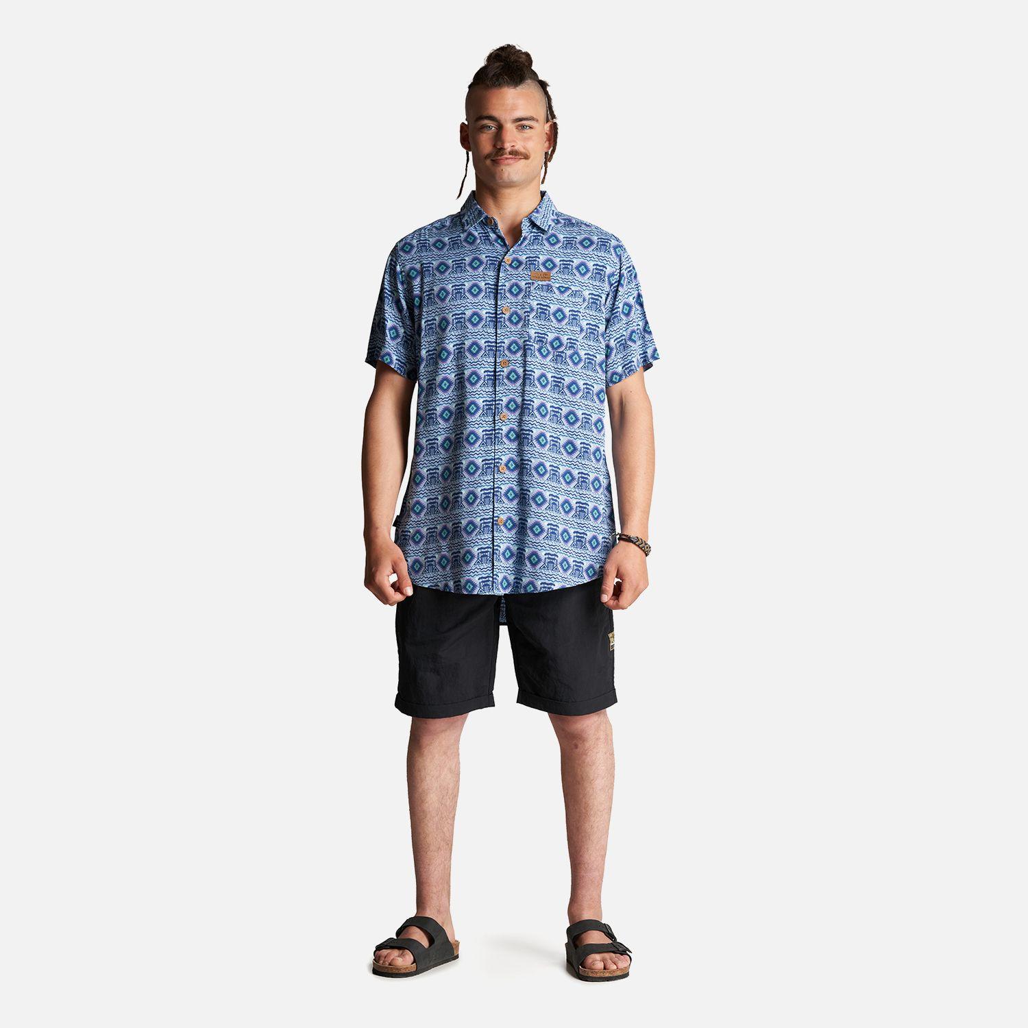 Camisa Hombre Aflora Full Print Azul Grisaceo Haka Honu-5
