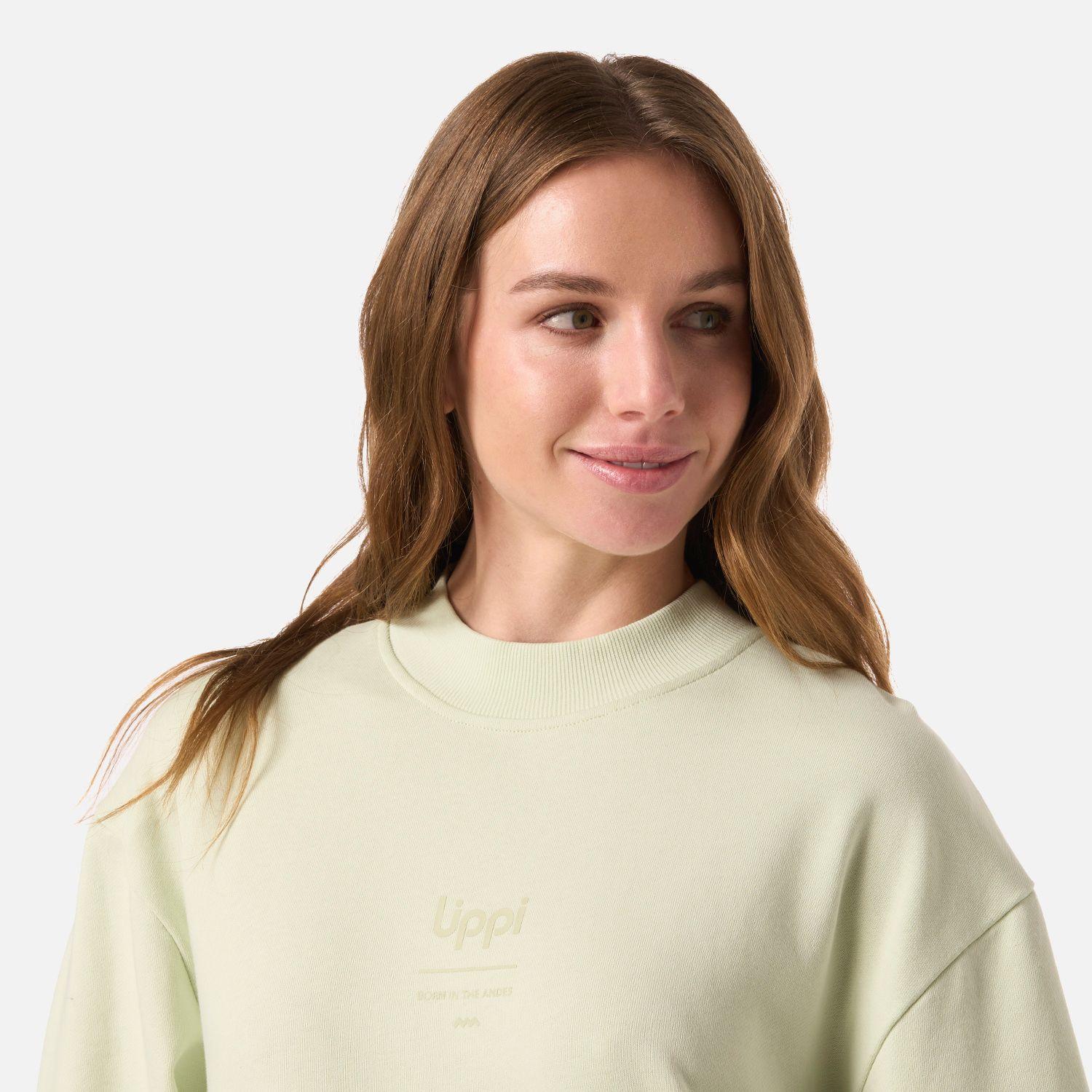 Polerón Mujer Ulmo Mid Point Crewneck Sweatshirt Gris/Verde Lippi V26-3