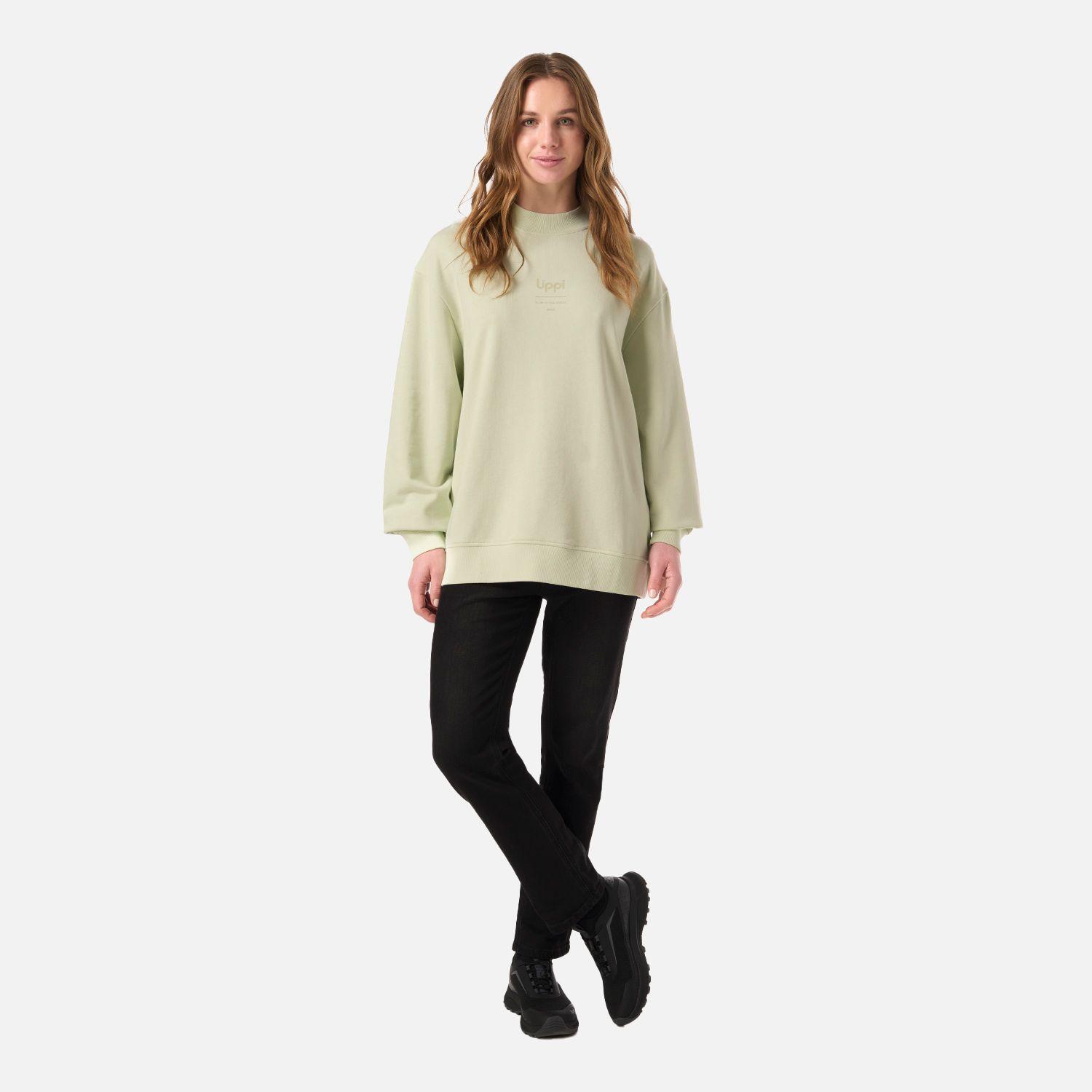 Polerón Mujer Ulmo Mid Point Crewneck Sweatshirt Gris/Verde Lippi V26-4