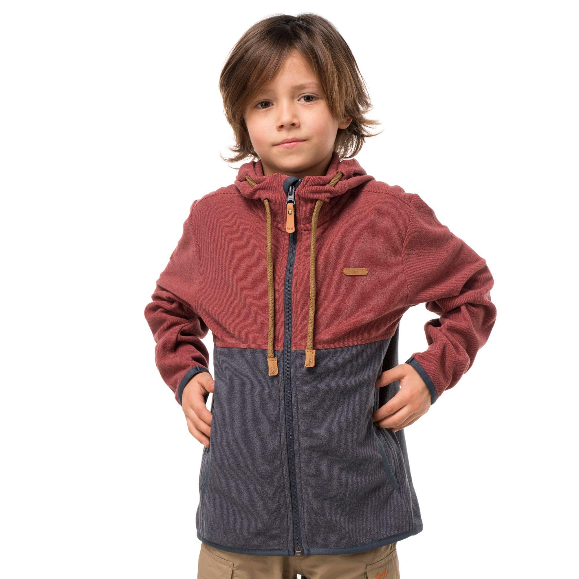 Poleron Niño Stripes Nano-F Full Zip Vino / Azul Oscuro Lippi-1