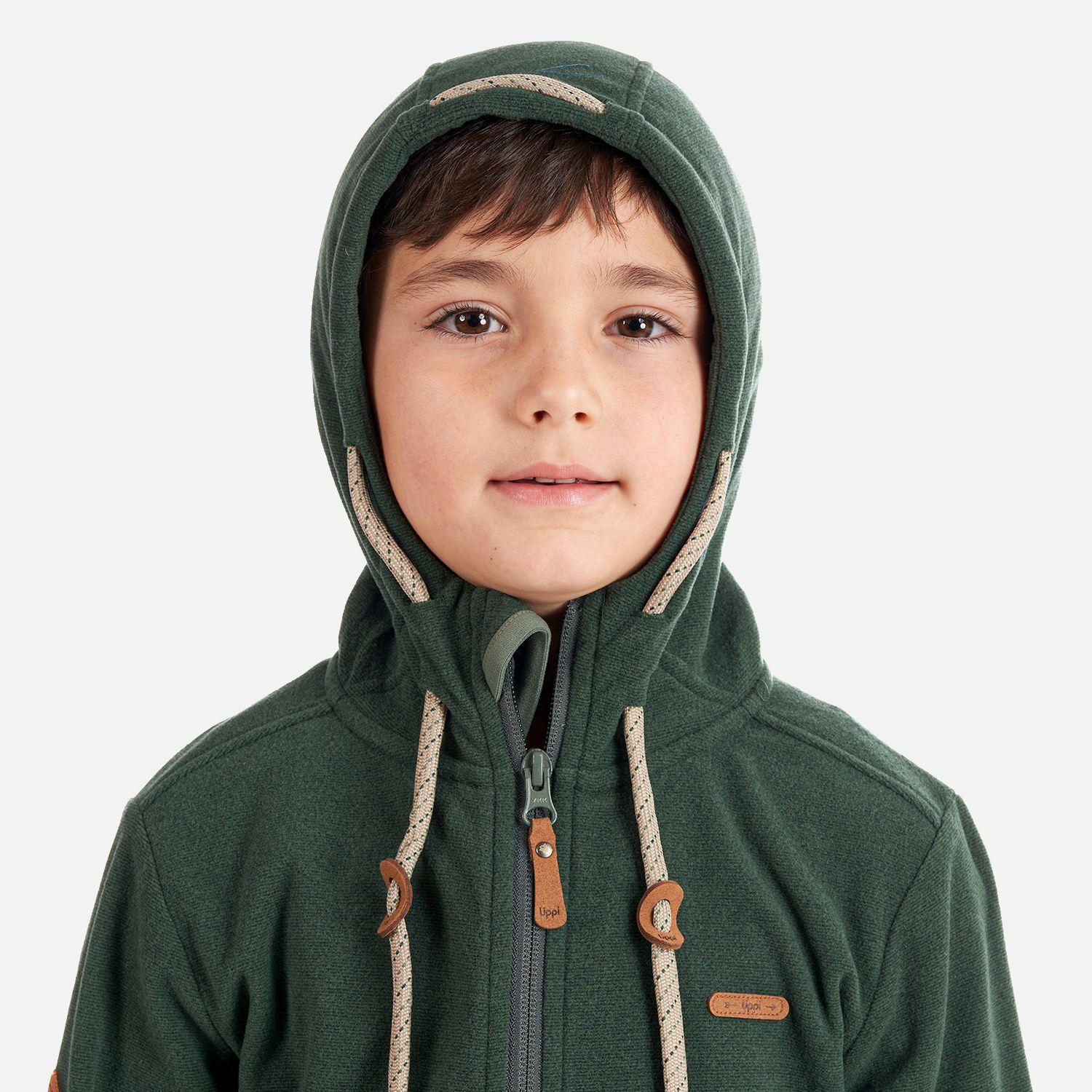 Poleron Niño Stripes Nano-F Full Zip Hoody Verde Grisaceo Lippi-4