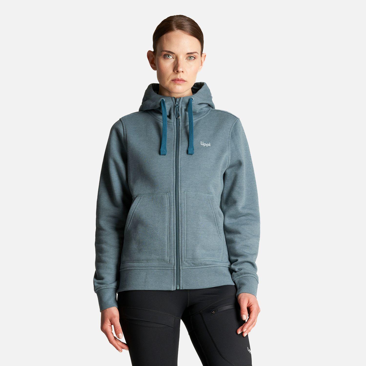 Poleron Mujer Insigne Full Zip Hoody Sweatshirt Melange Petroleo  Lippi-1