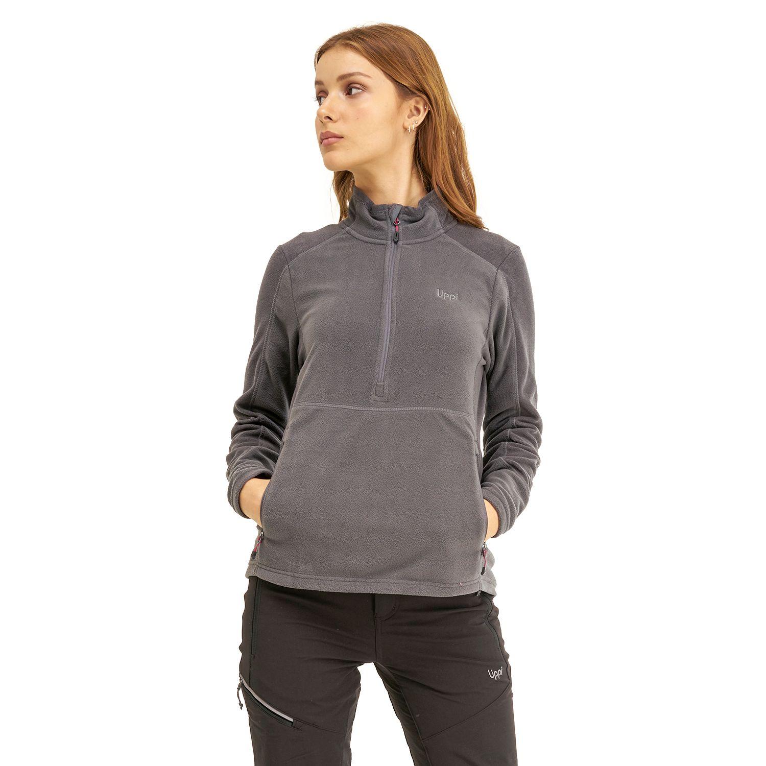 Poleron Mujer Lighter Nano-F 14 Zip Gris Oscuro Lippi-1