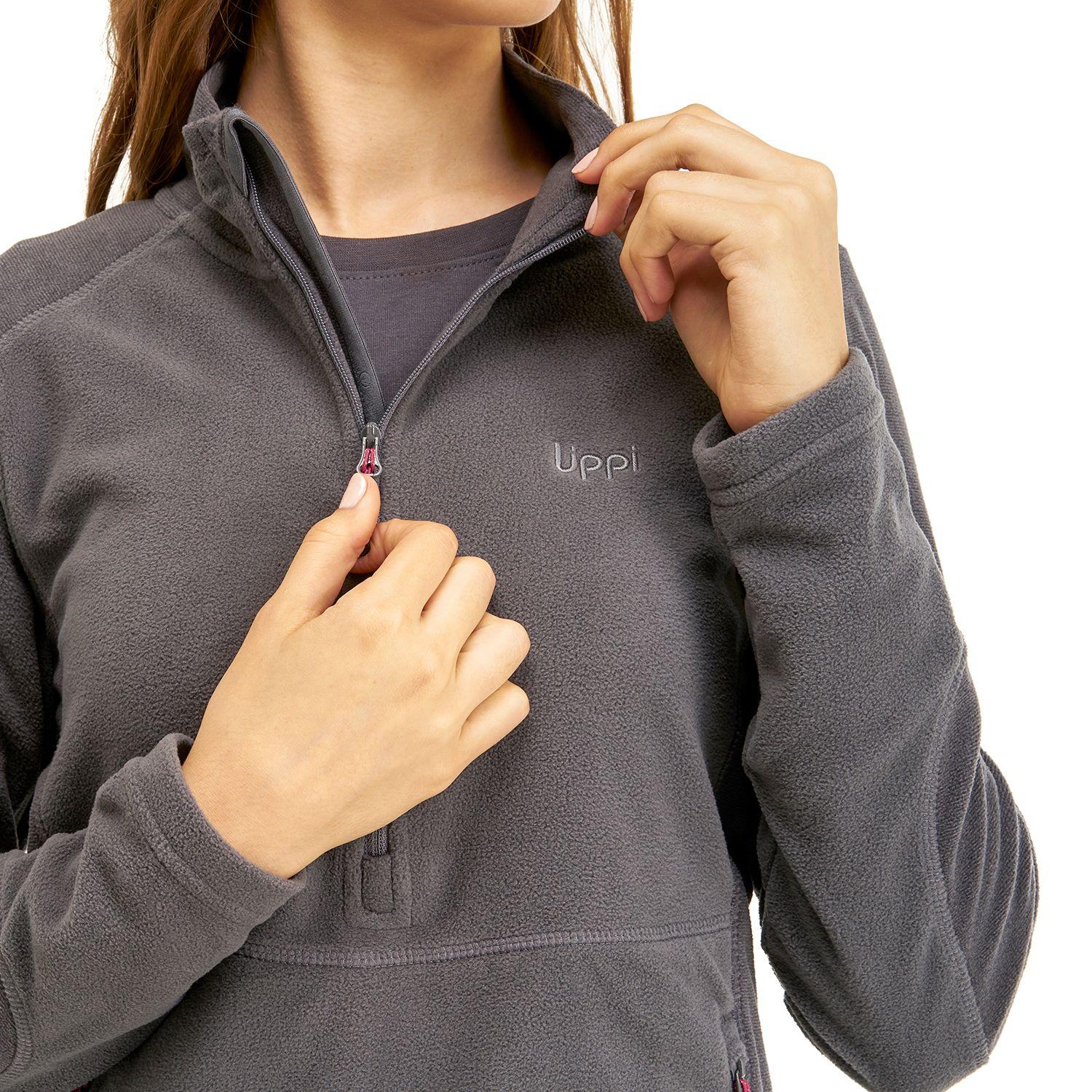 Poleron Mujer Lighter Nano-F 14 Zip Gris Oscuro Lippi-4