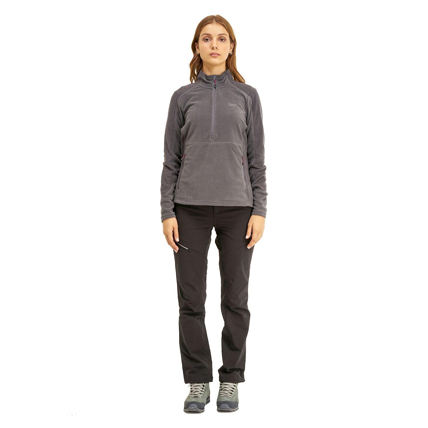 Poleron Mujer Lighter Nano-F 14 Zip Gris Oscuro Lippi-5