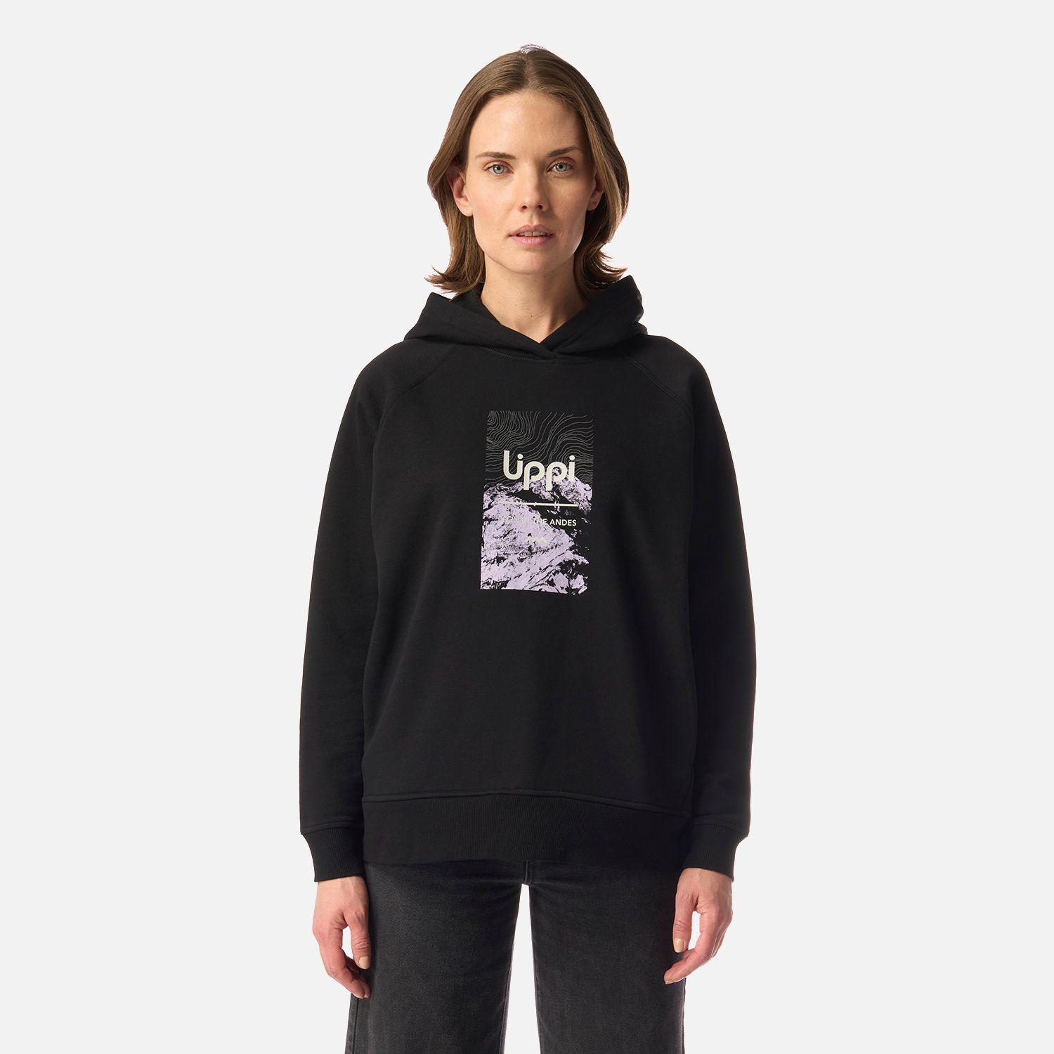 Polerón Mujer Insigne Hoody Sweatshirt Front Print Negro Lippi I26-0