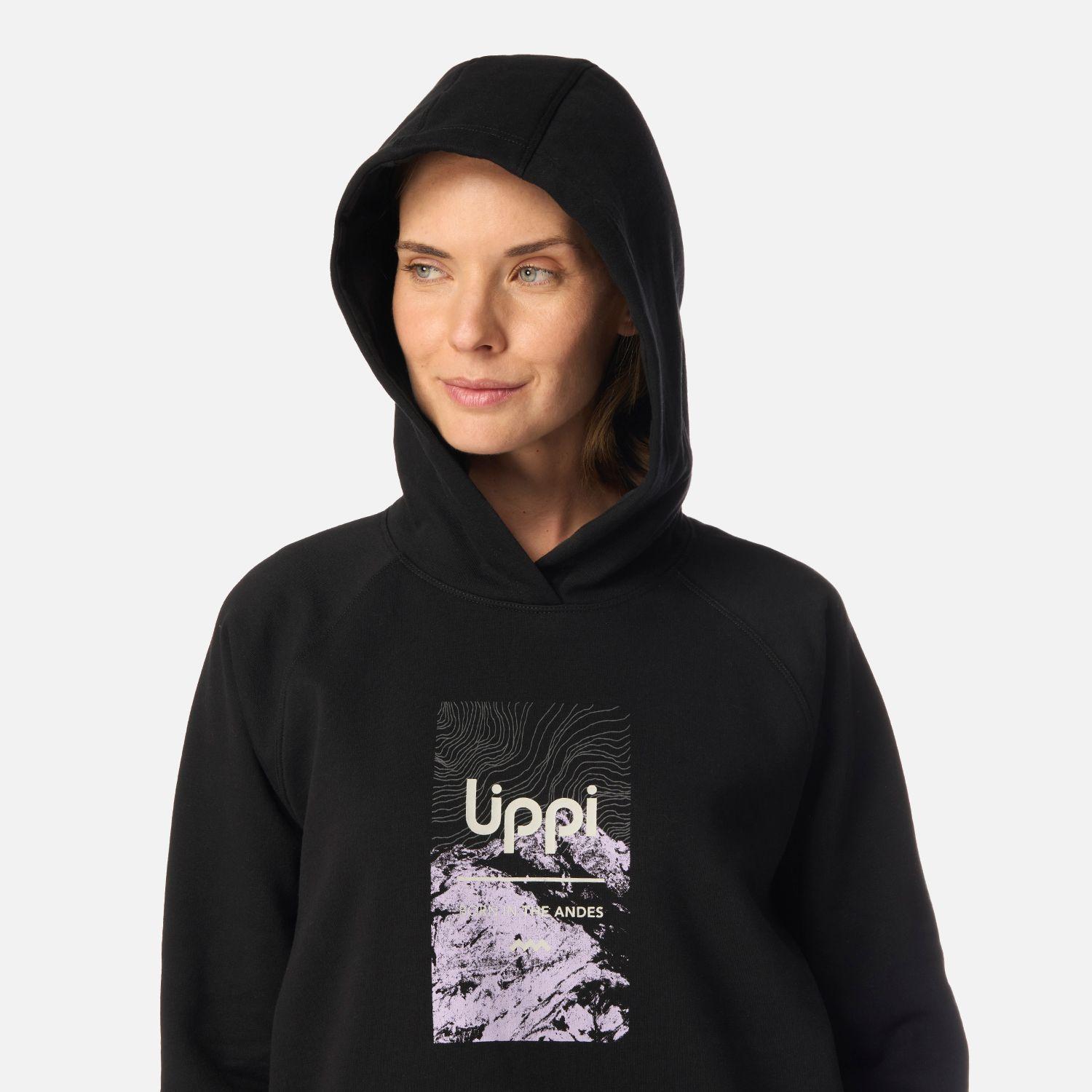 Polerón Mujer Insigne Hoody Sweatshirt Front Print Negro Lippi I26-3