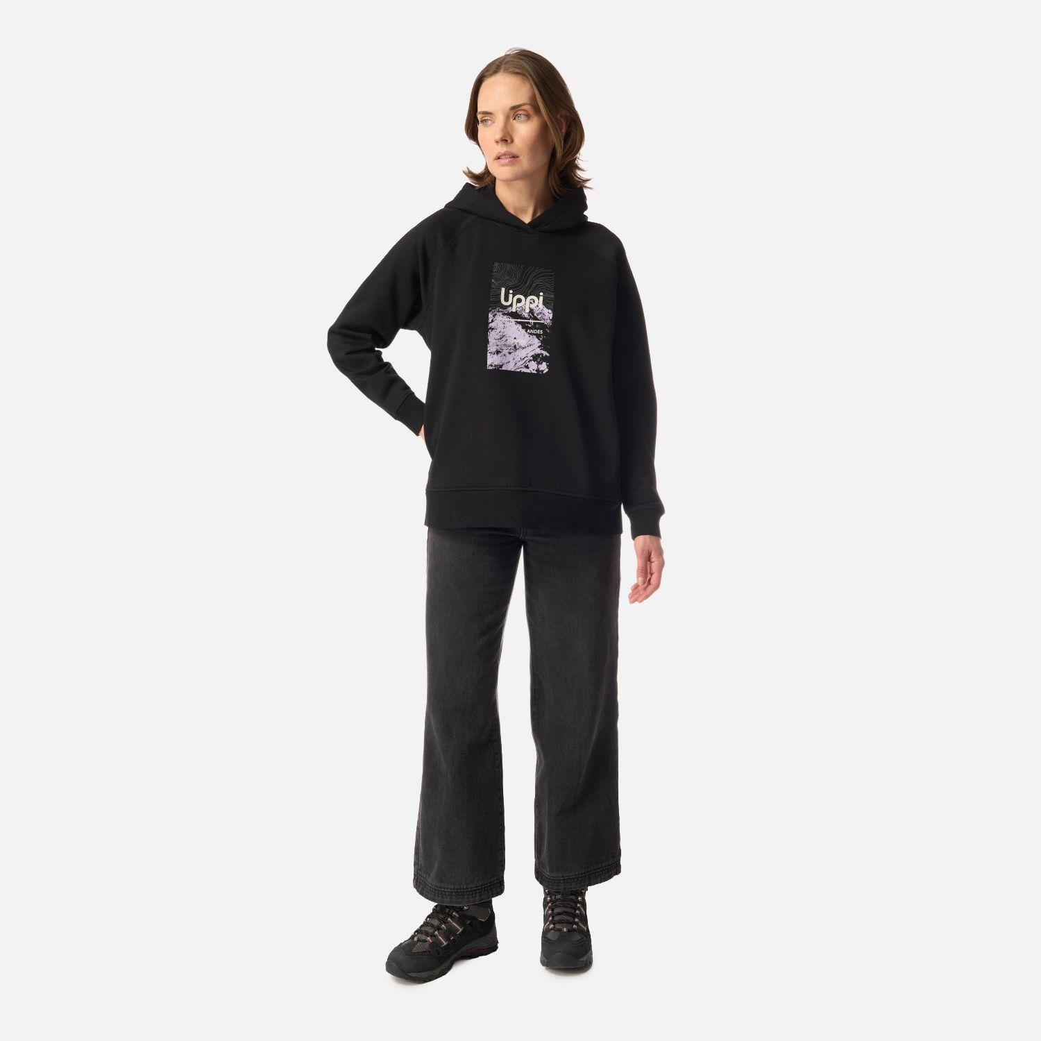 Polerón Mujer Insigne Hoody Sweatshirt Front Print Negro Lippi I26-5