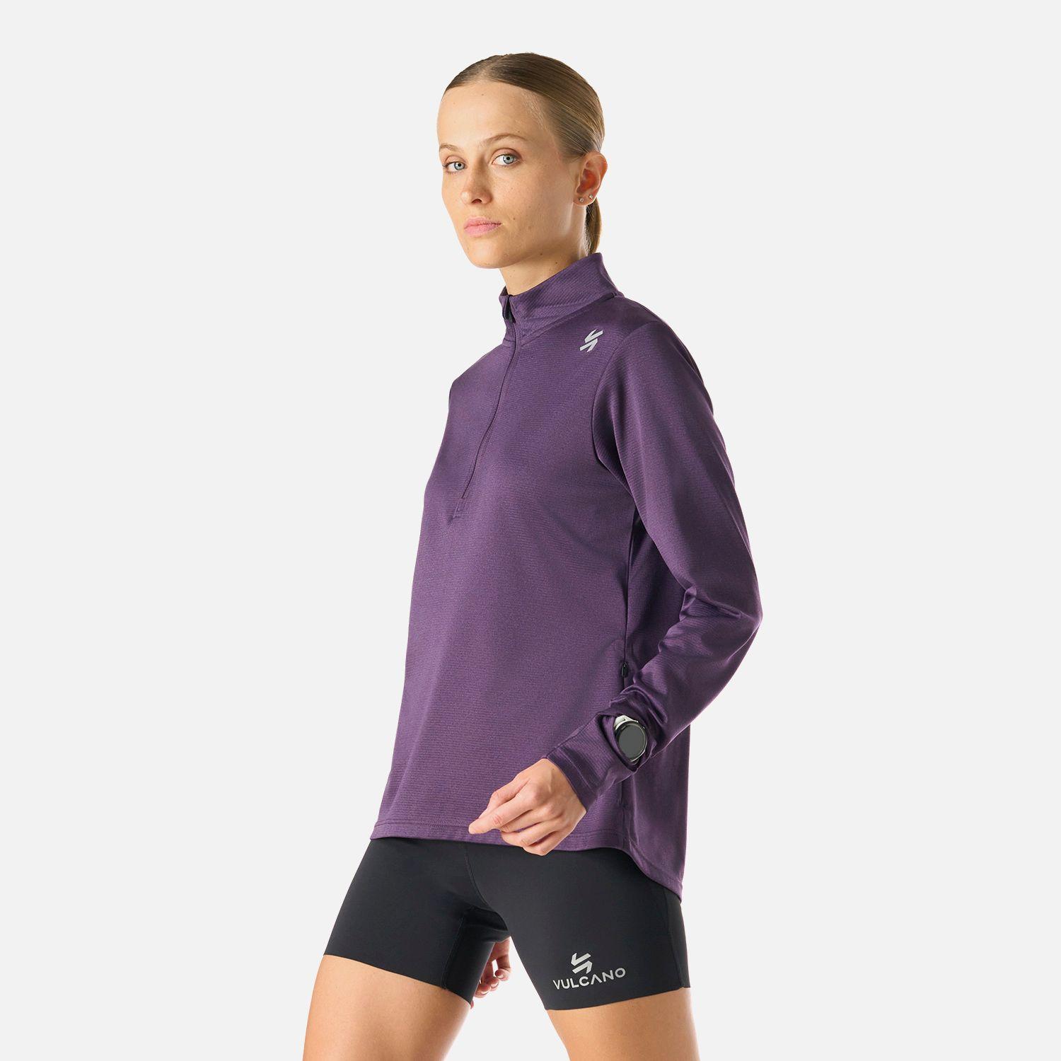 Polerón Mujer Built To Move 1/4 Zip Midlayer Morado Oscuro Vulcano-1