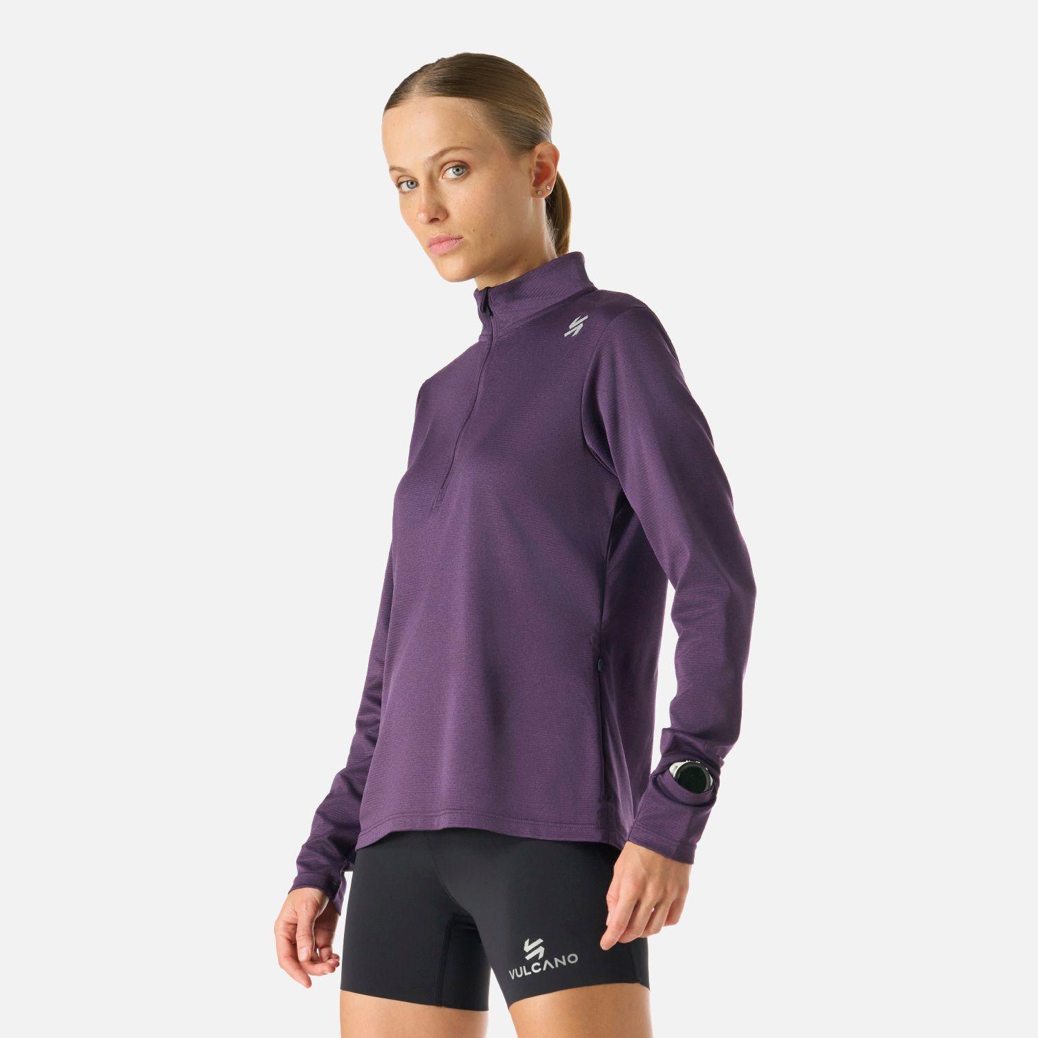 Polerón Mujer Built To Move 1/4 Zip Midlayer Morado Oscuro Vulcano-2