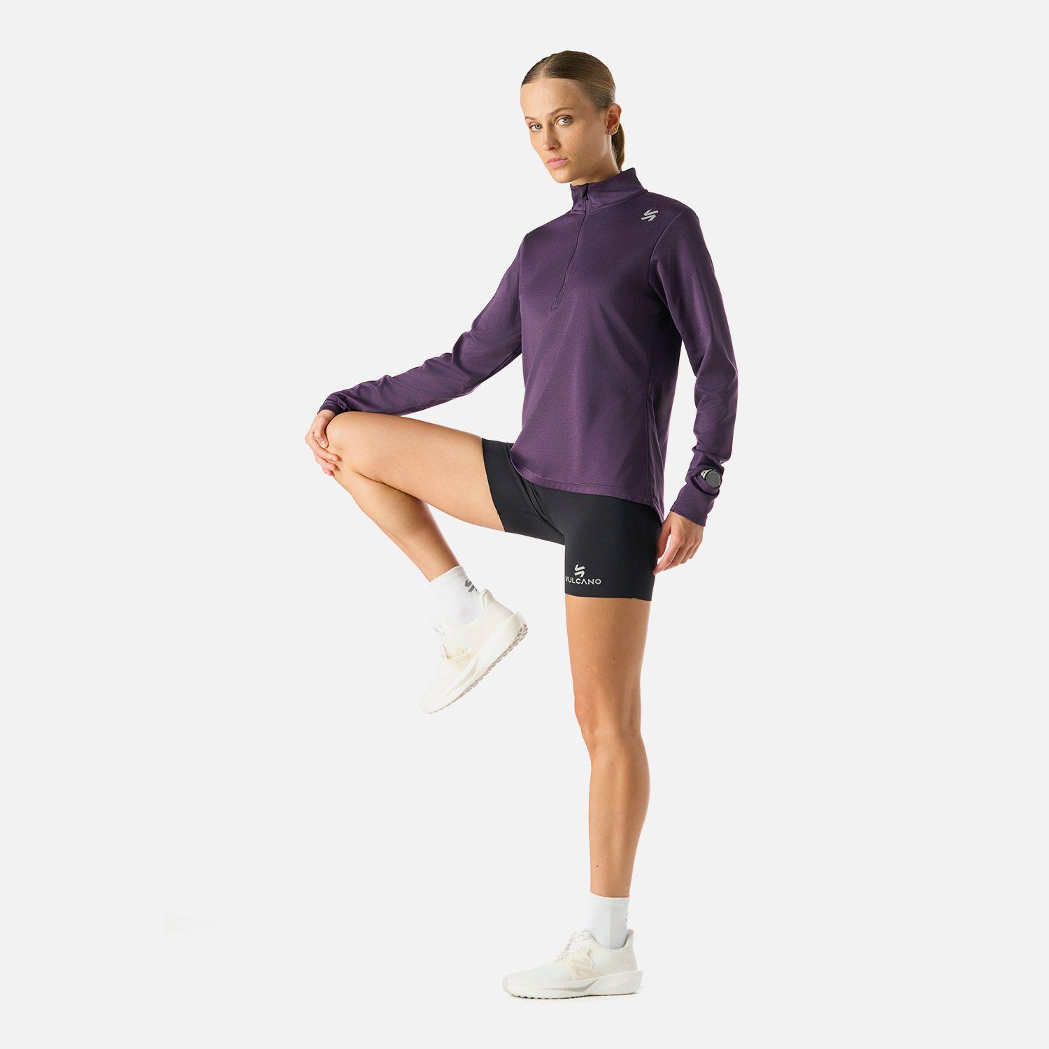 Polerón Mujer Built To Move 1/4 Zip Midlayer Morado Oscuro Vulcano-3