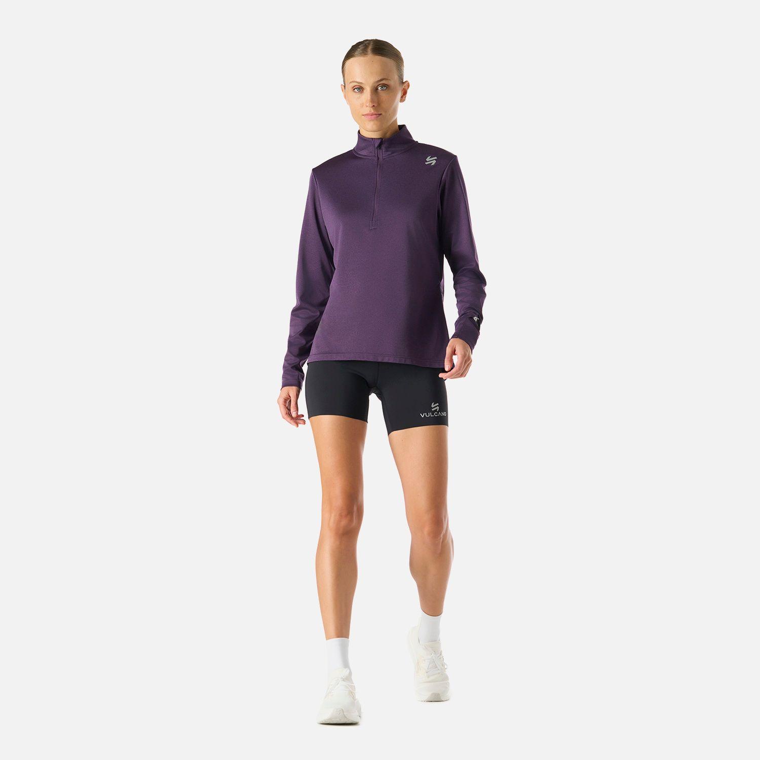 Polerón Mujer Built To Move 1/4 Zip Midlayer Morado Oscuro Vulcano-8