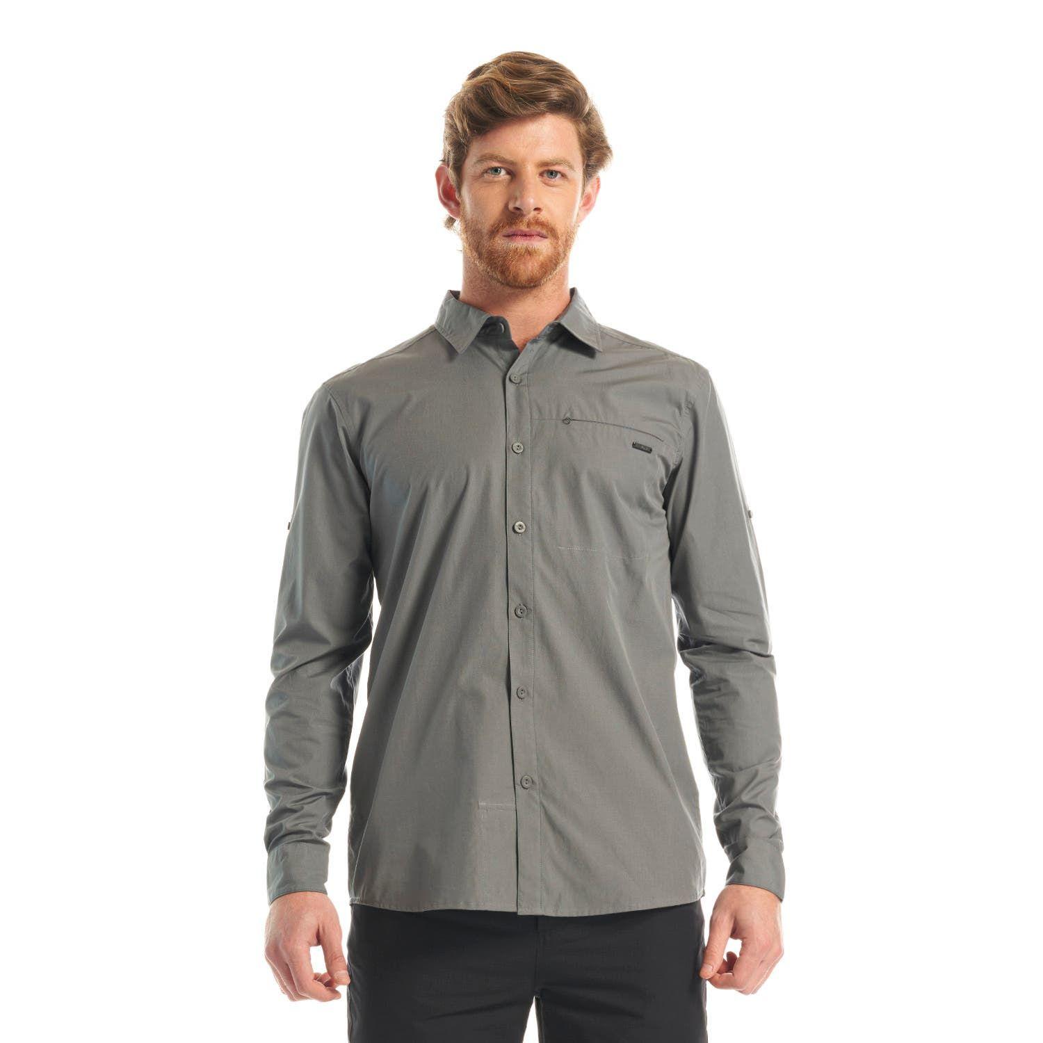 Camisa Hombre Alloy Long Sleeve Shirt Melange Gris Oscuro Lippi V23-1