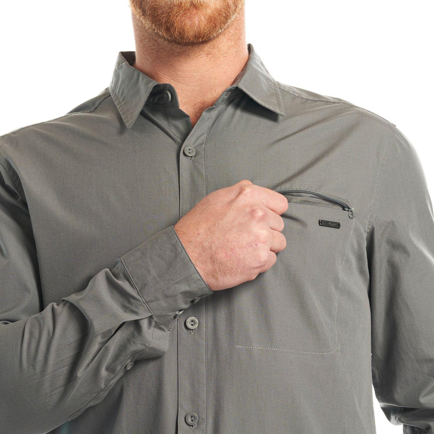 Camisa Hombre Alloy Long Sleeve Shirt Melange Gris Oscuro Lippi V23-6