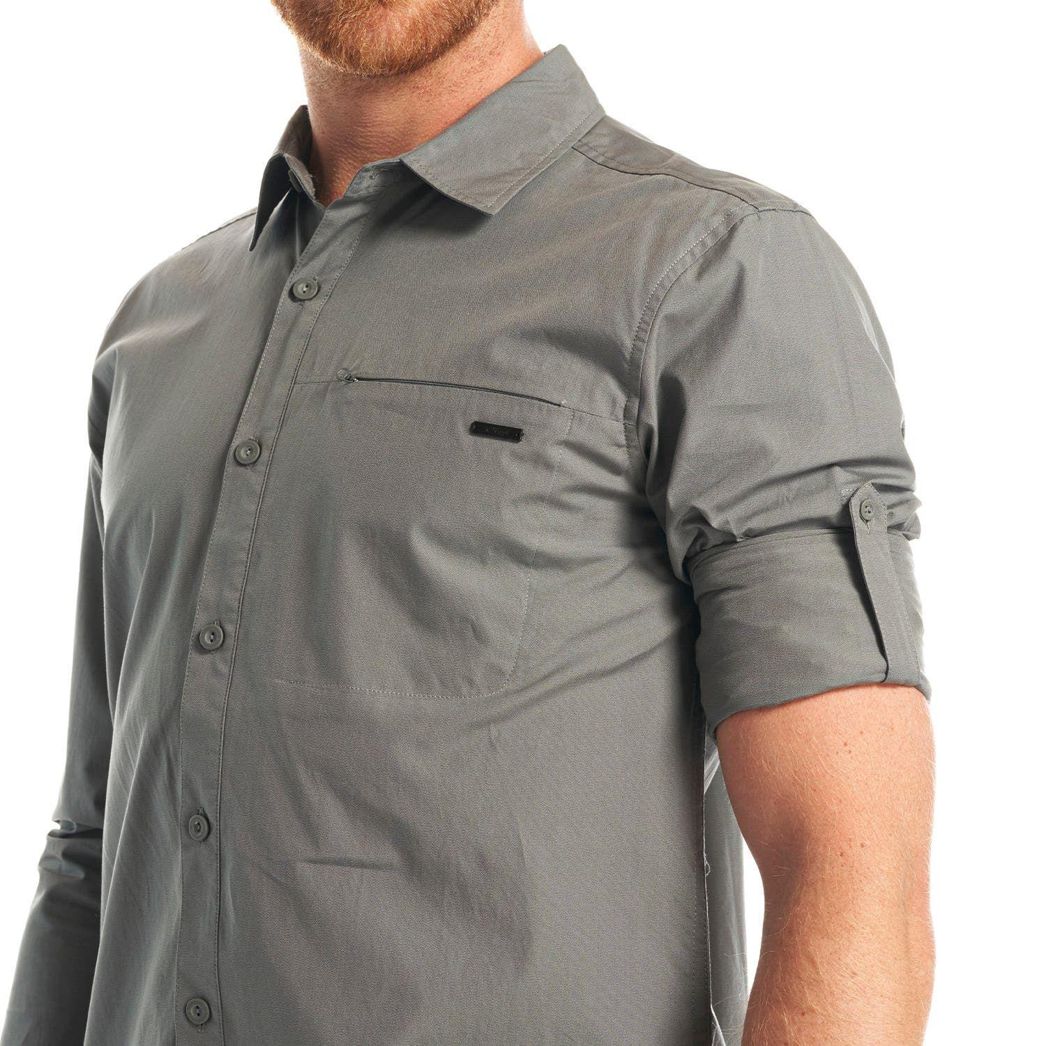 Camisa Hombre Alloy Long Sleeve Shirt Melange Gris Oscuro Lippi V23-7