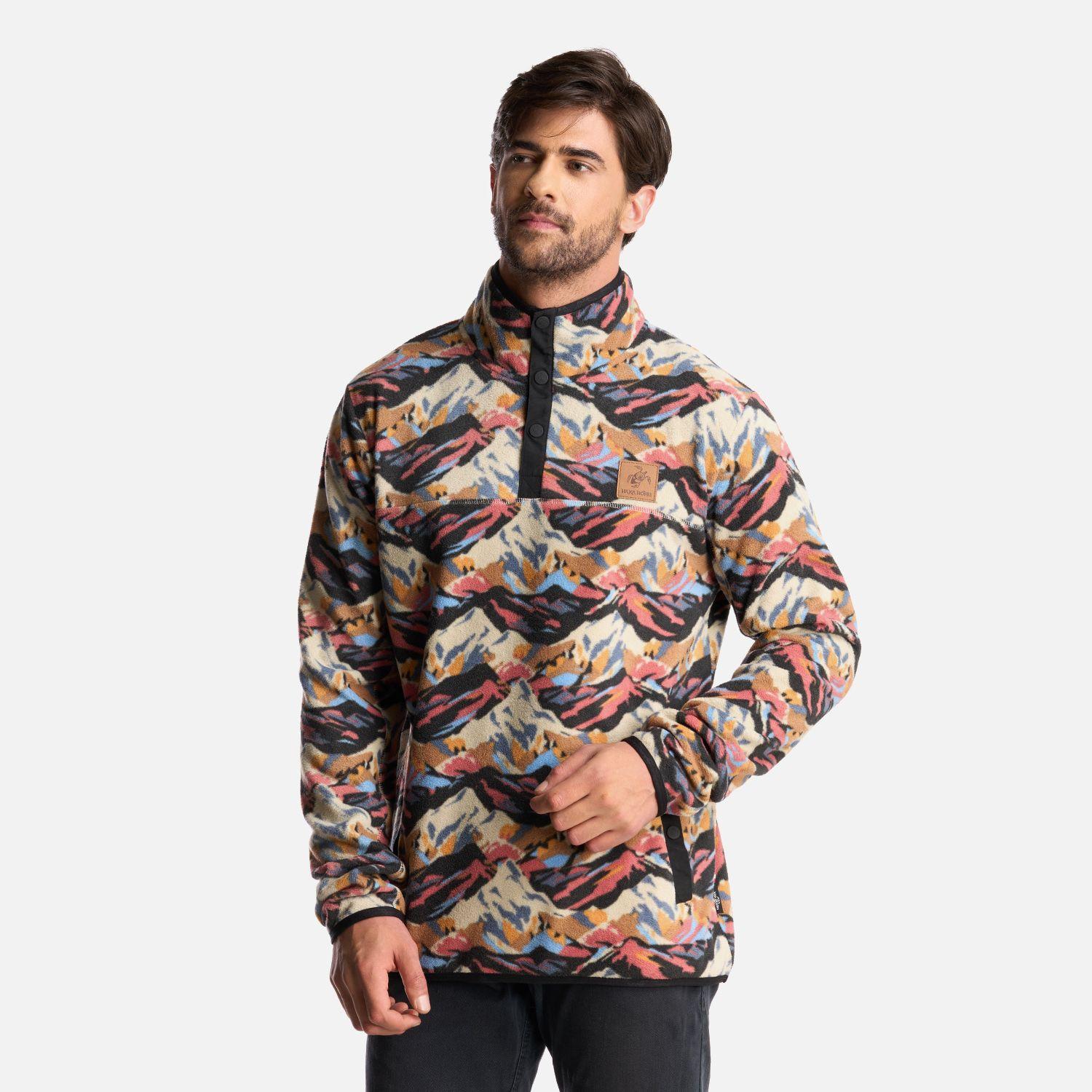 Poleron Hombre Tokerau Print Negro Haka Honu-1