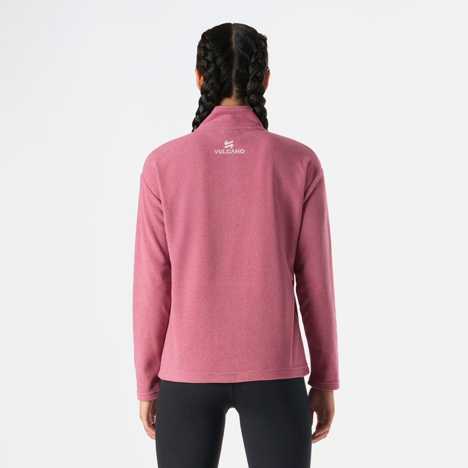 Polerón Mujer Cool Down 1/4 Zip Fleece Rosado Vulcano-3