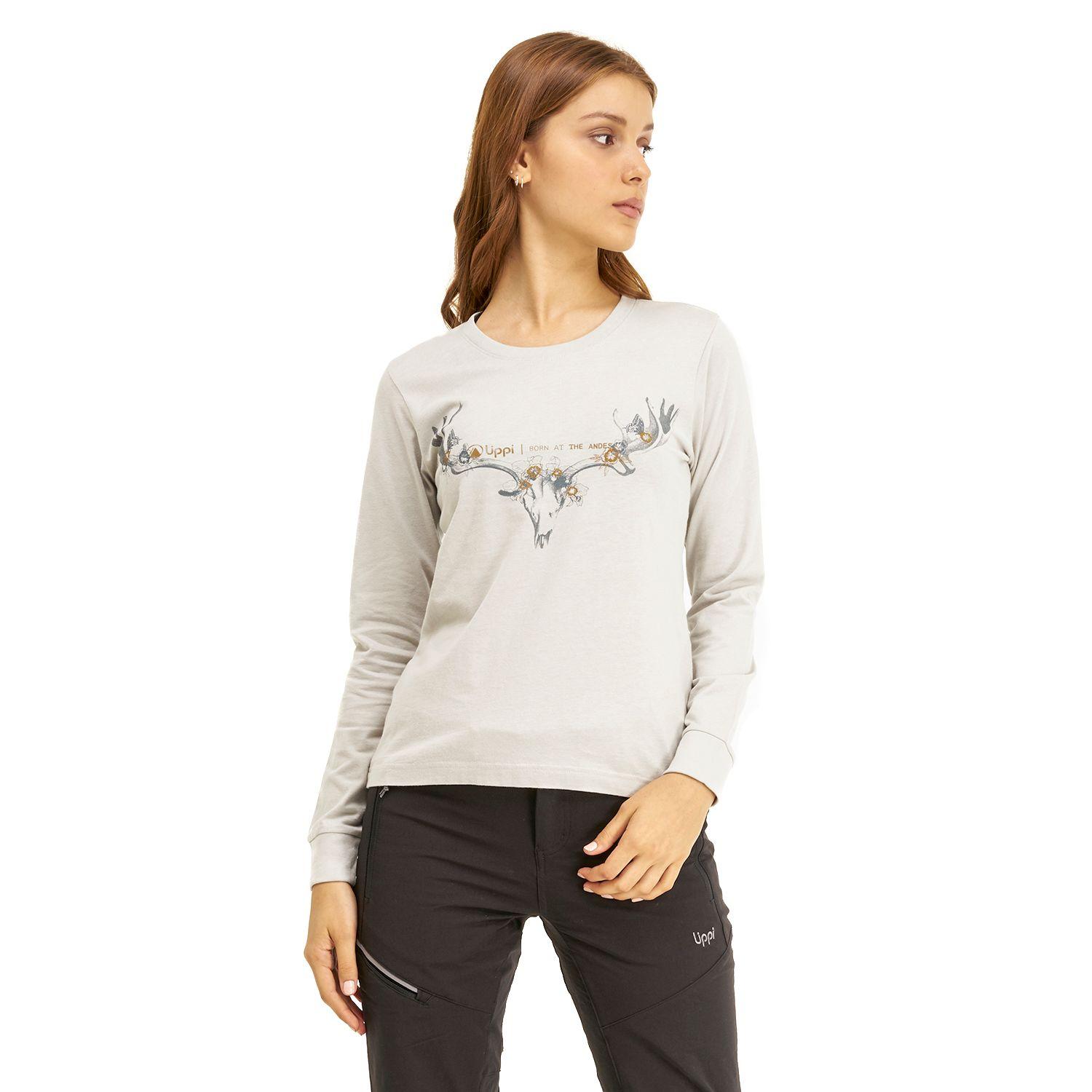 Polera Mujer Bloom Long Sleeve Cotton T-Shirt Gris Claro Lippi-1