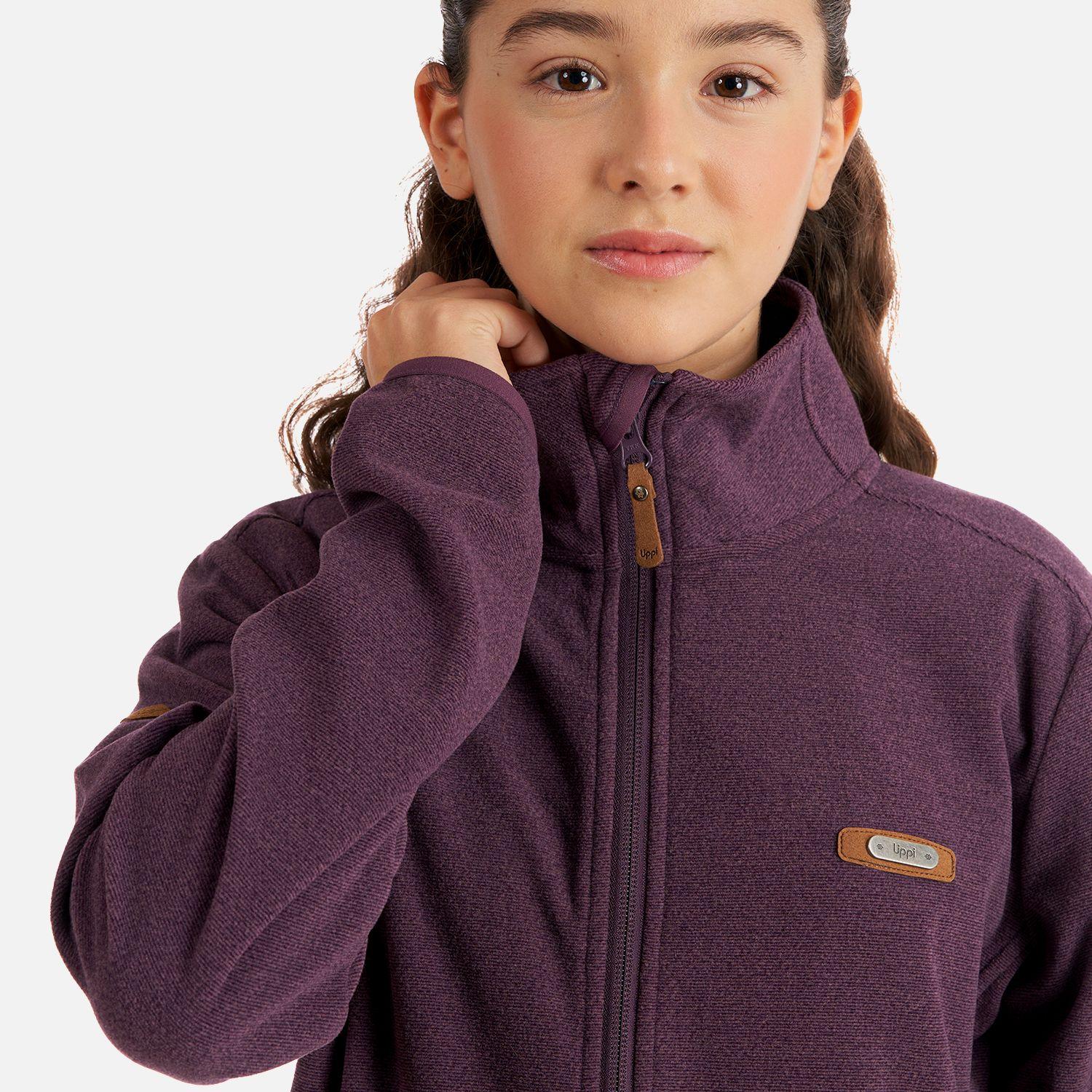 Poleron Teen Girl Stripes Nano-F Full Zip Malva Lippi-5