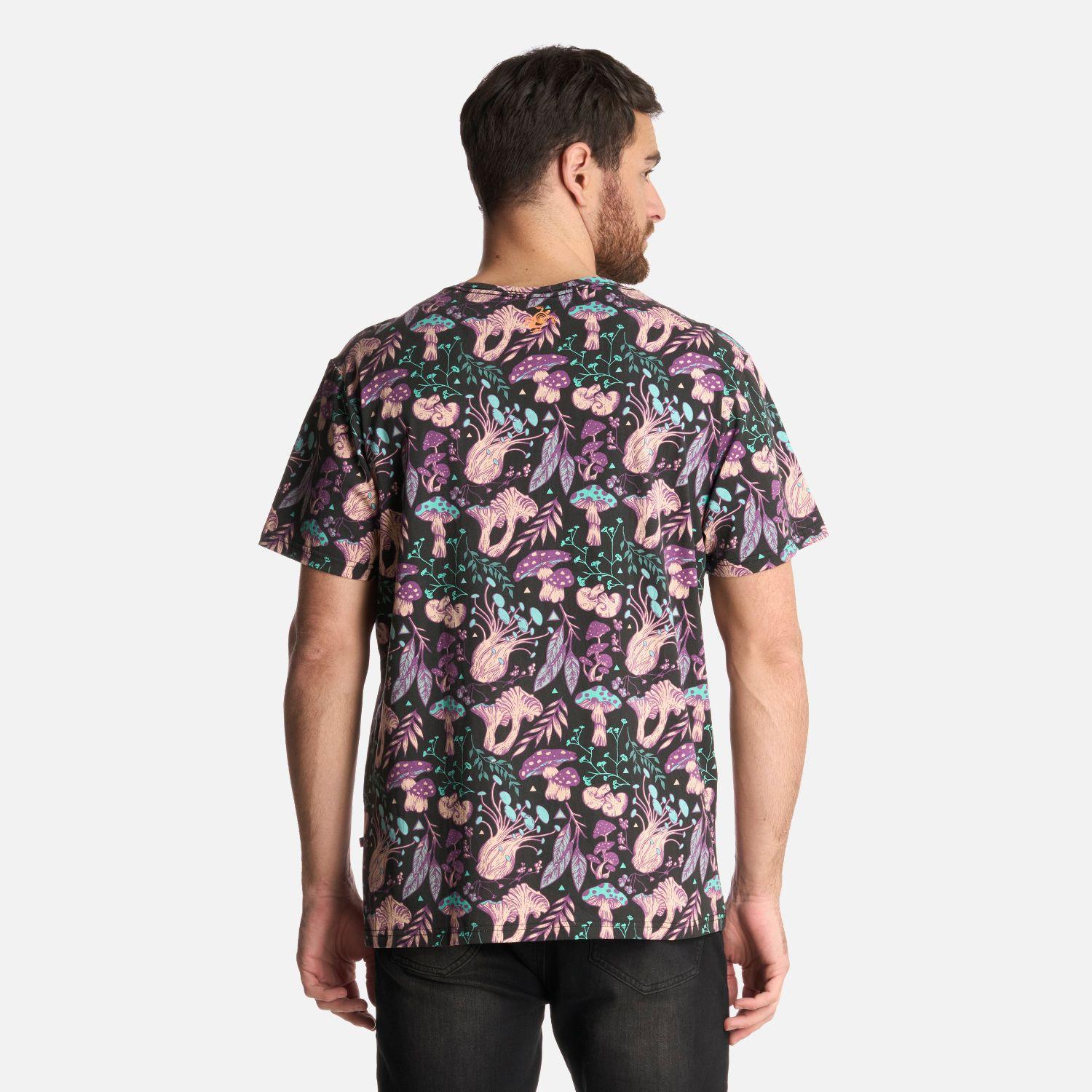 Polera Hombre Mundo Fungi Print Negro Haka Honu-2