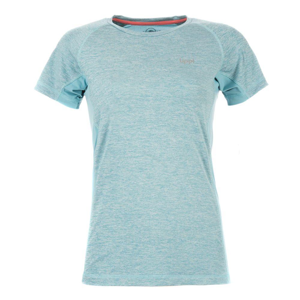 Polera Mujer Fury UV-Stop T-Shirt Melange Turquesa Lippi-0
