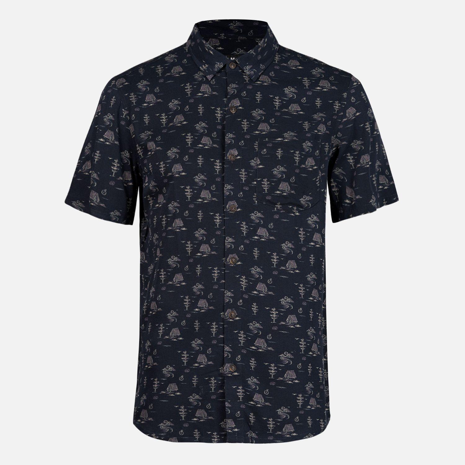 Camisa Hombre Woodpecker Short Sleeve Shirt Print Negro Lippi-0