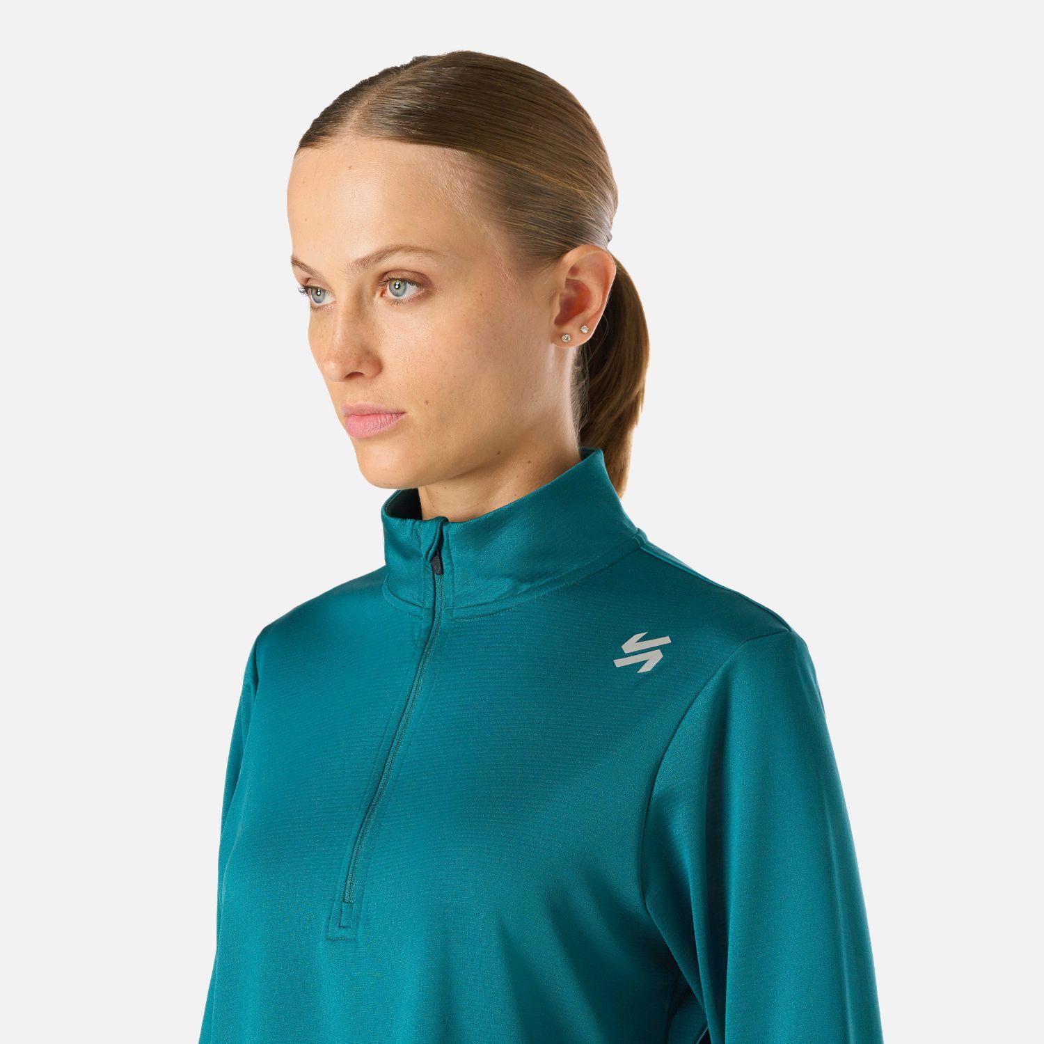 Polerón Mujer Built To Move 1/4 Zip Midlayer Petroleo Vulcano-4