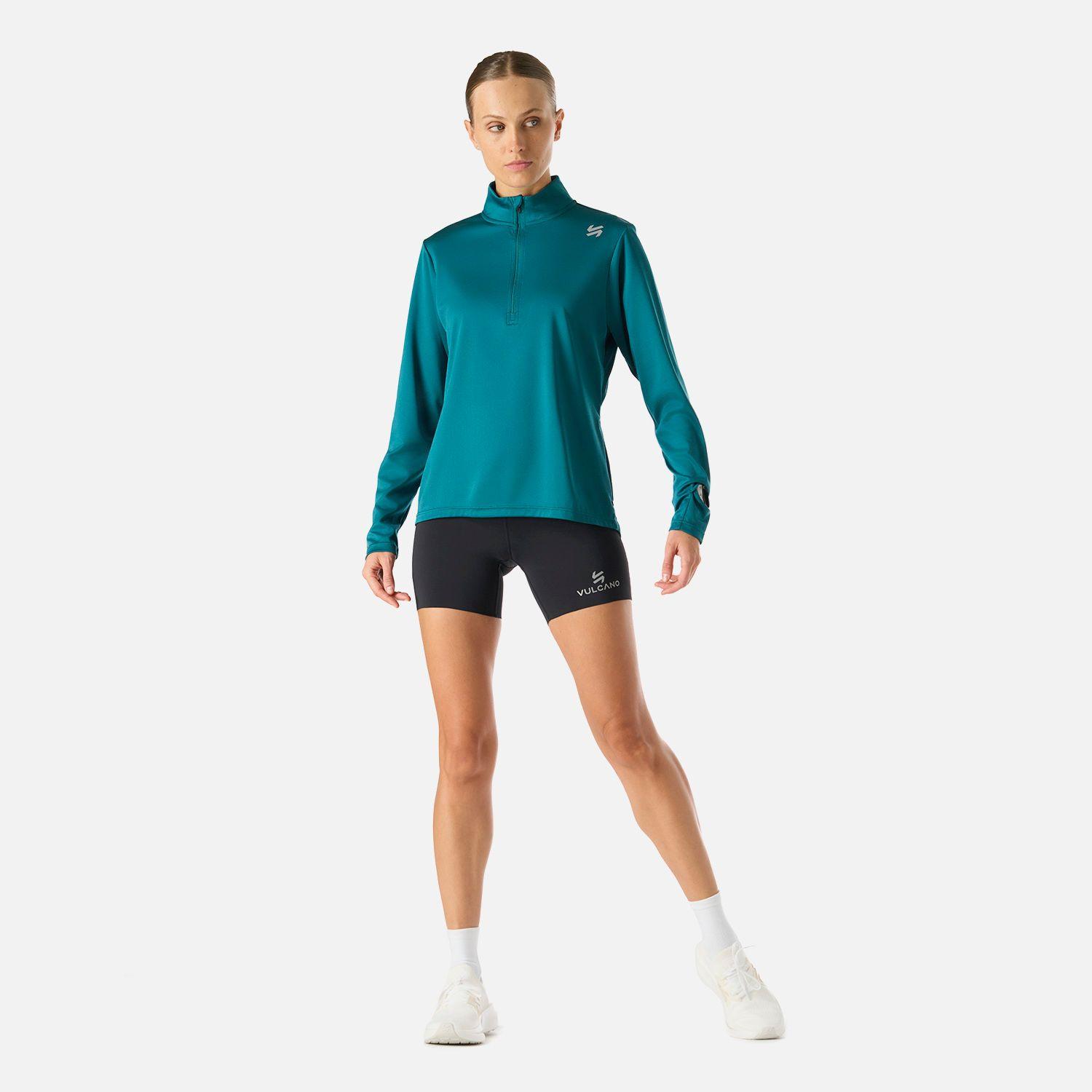 Polerón Mujer Built To Move 1/4 Zip Midlayer Petroleo Vulcano-7