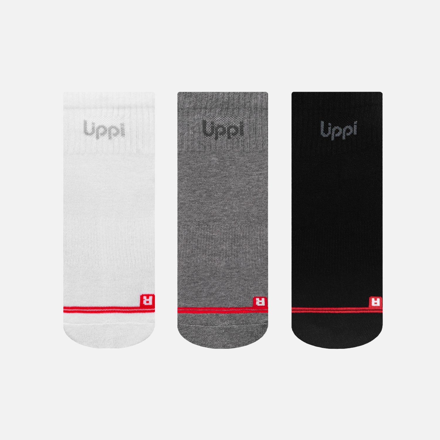 Calcetín Logo Lippi Pack Short Negro/Blanco/Gris Lippi I25-1